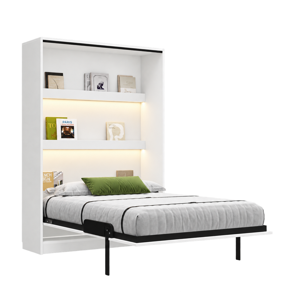 Individuell gestaltbares Genius COMFORT Murphy-Bett-Möbelset 160 × 200 cm – Weiß matt