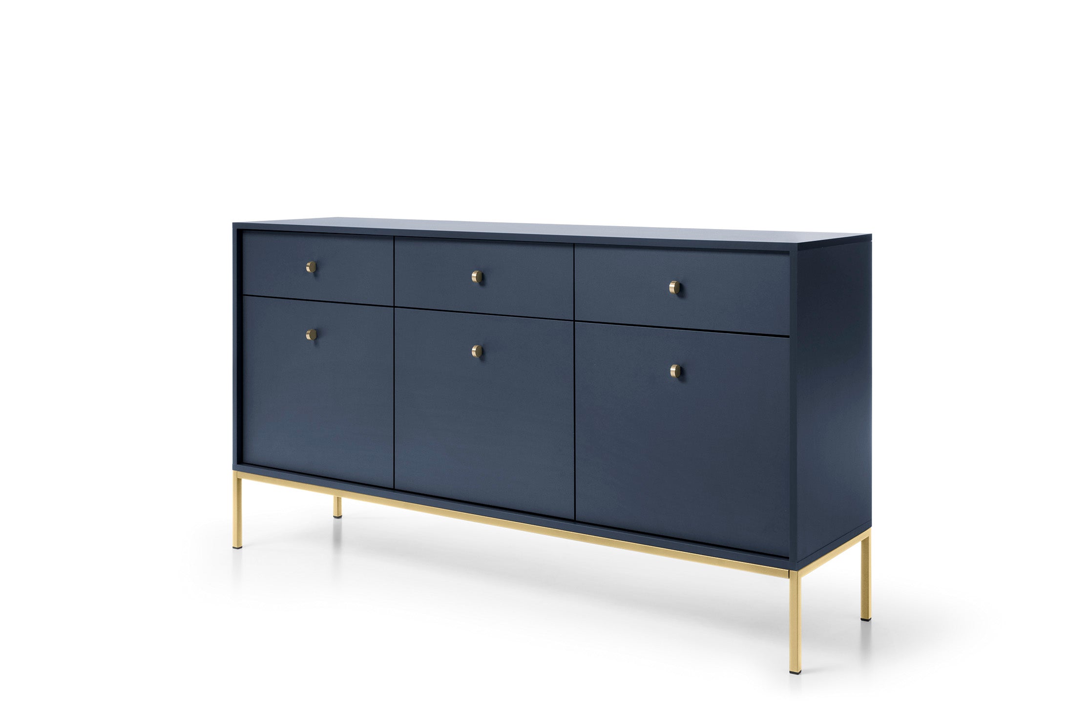 Mono-Kommode mit drei Türen mit Push-to-Open-System und drei Schubladen, Marineblau 