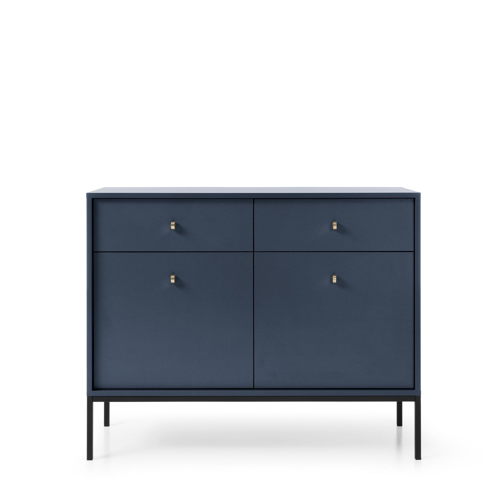 Mono-Kommode mit zwei Türen mit Push-to-Open-System und zwei Schubladen, Marineblau 