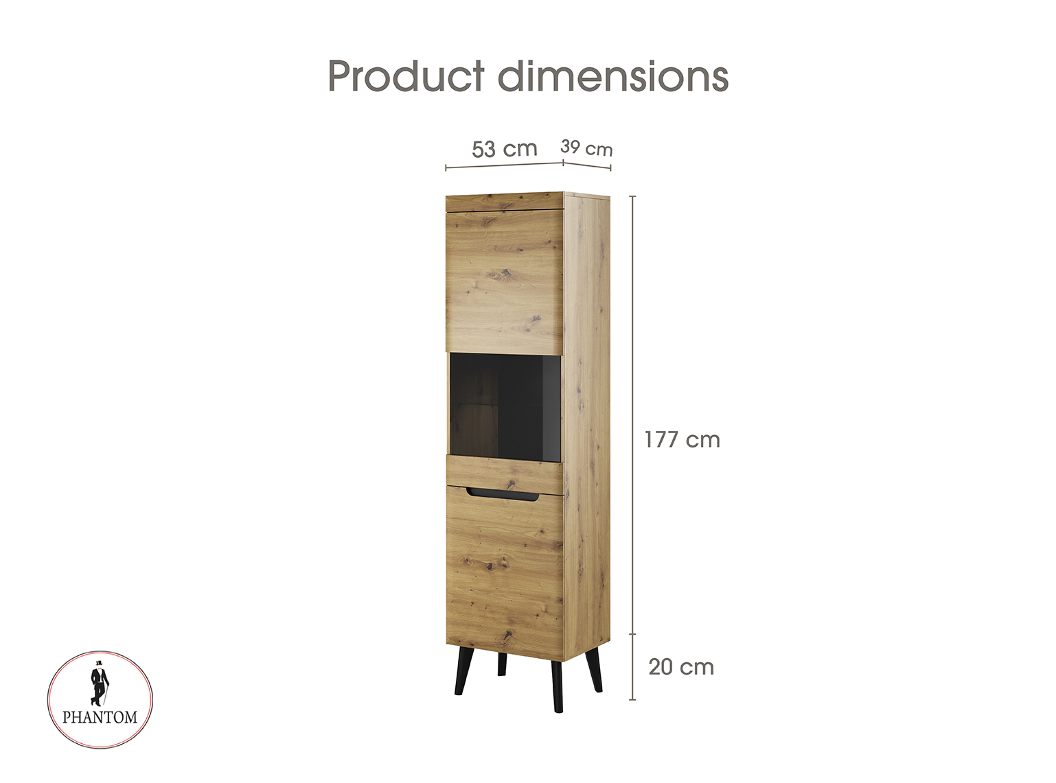 Nordi Vitrine Hoch Artisan Eiche-Scandi Stil