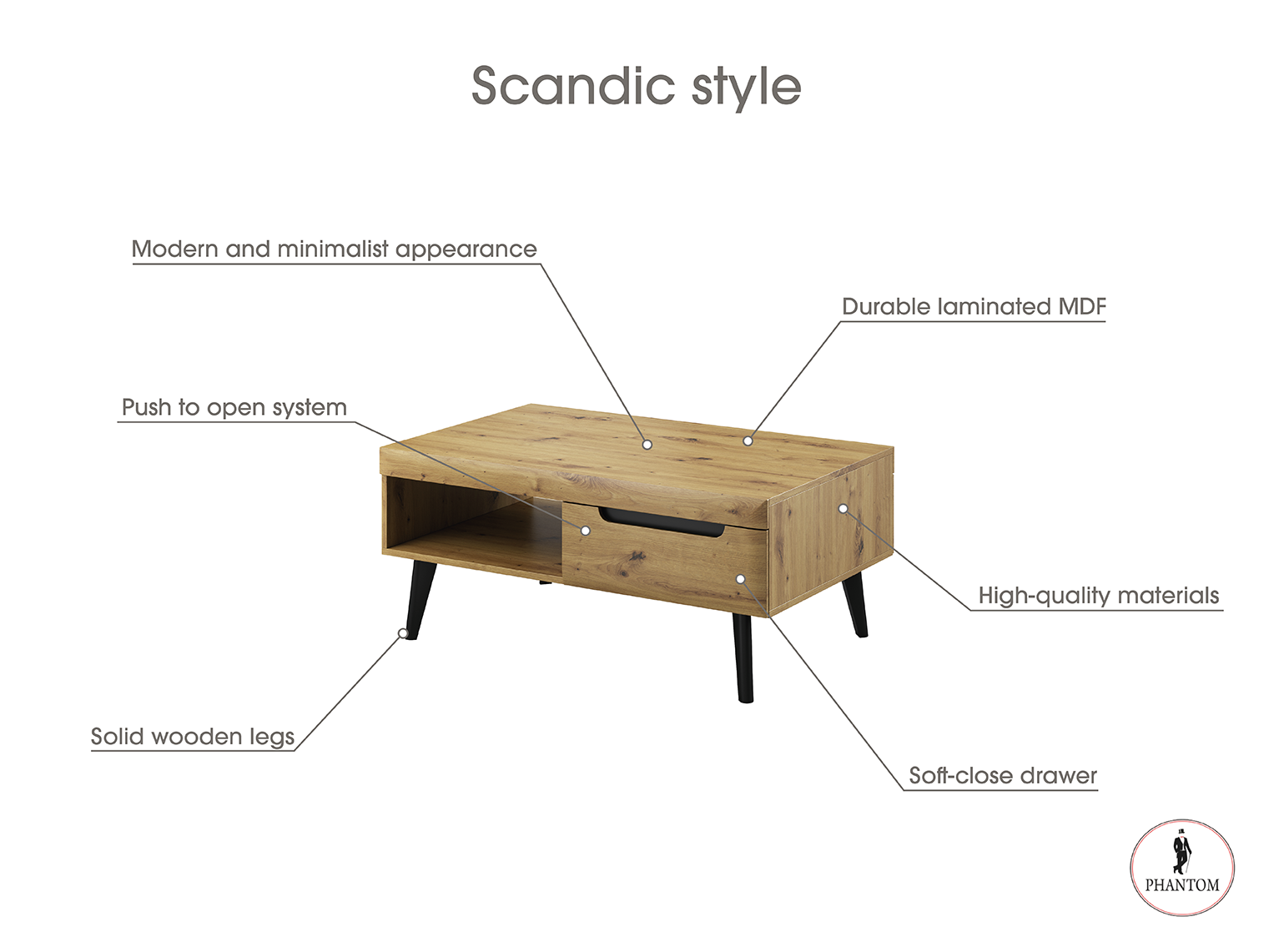 Nordi Couchtisch Artisian Oak - Scandic Style 