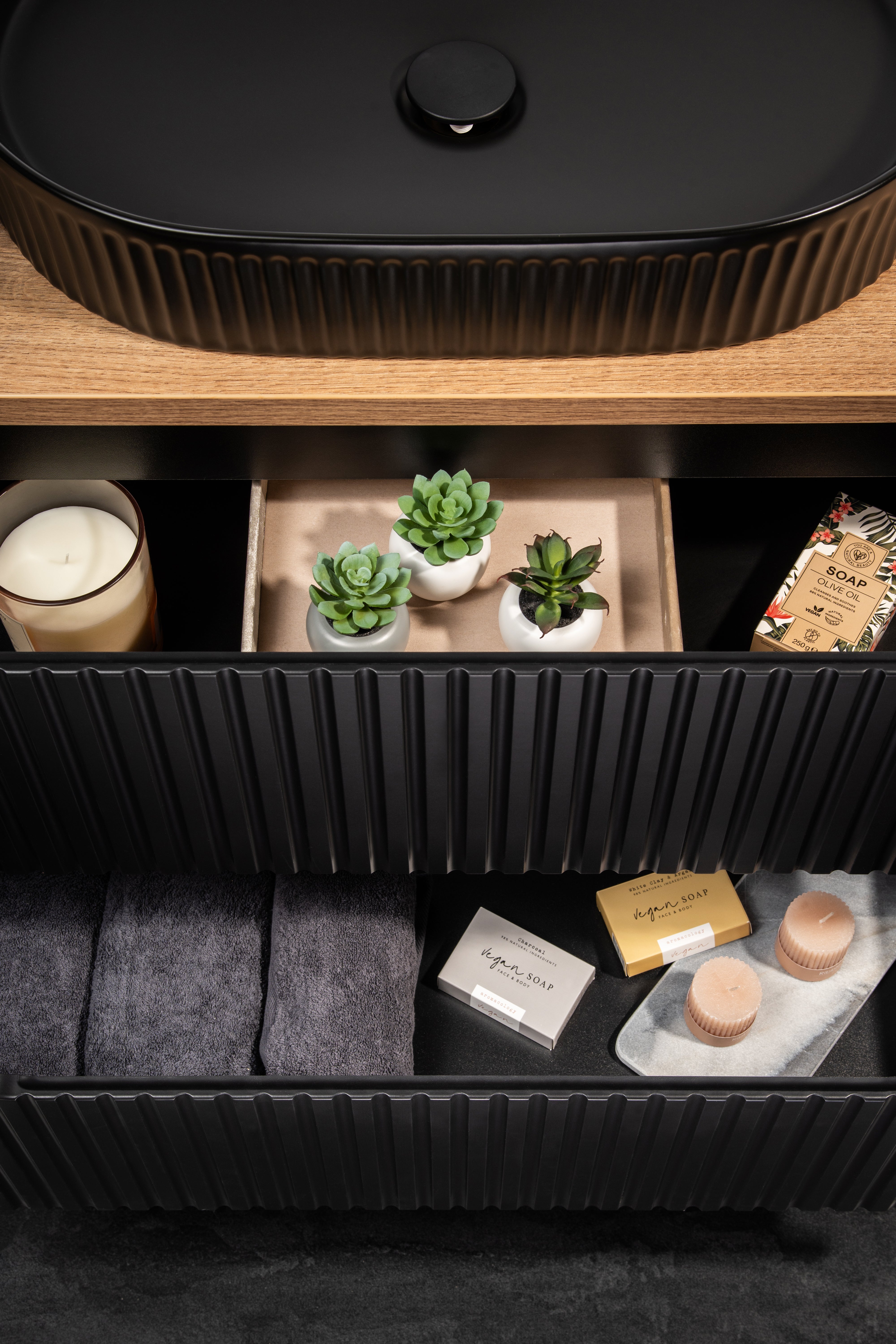 Nova Black 120CM Bathroom Set with High Cabinet SET-NOB B OAK UN BEYOND 5 WH