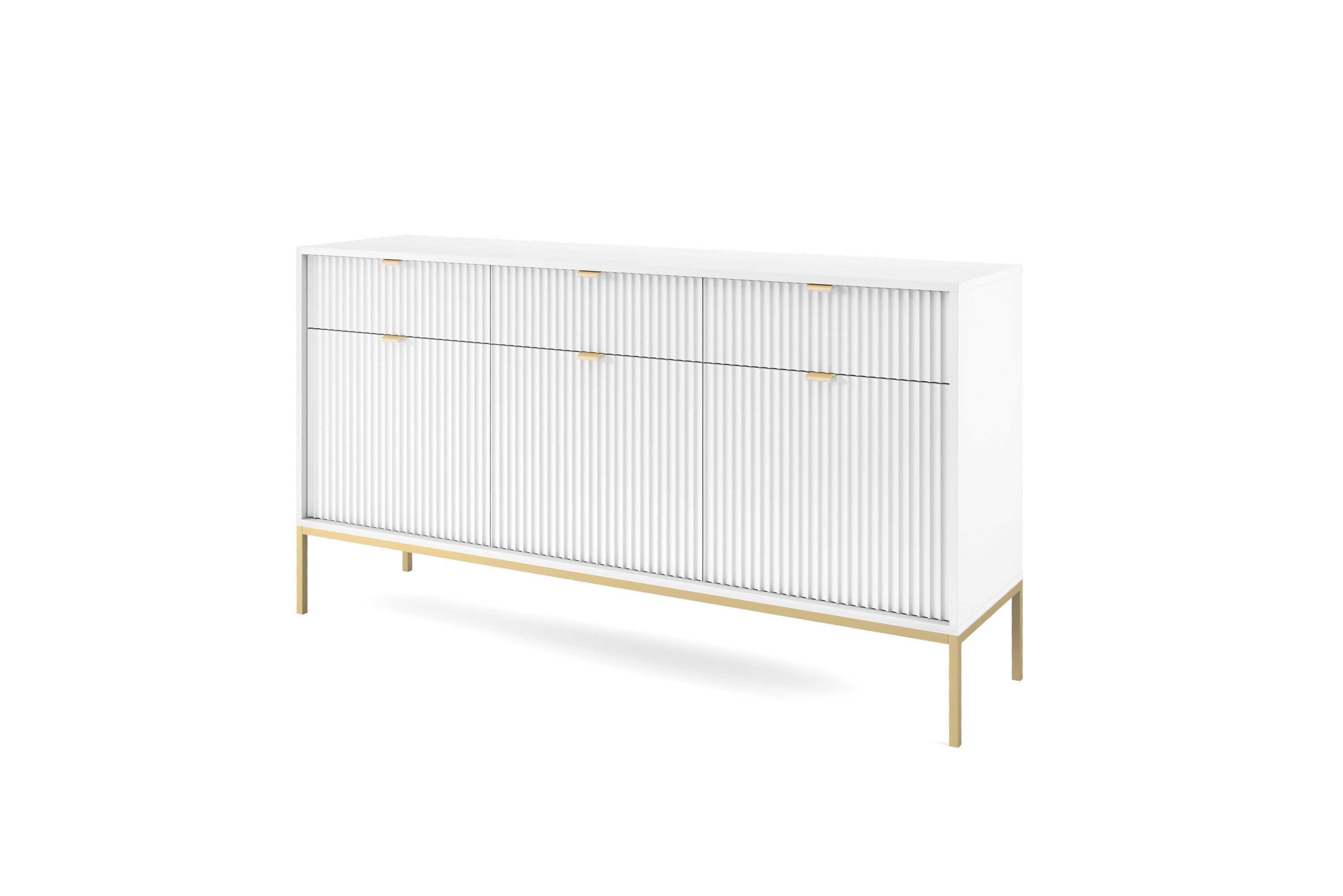 Nova Dresser White - Modern Design with Three Push to Open Door and Three Drawers