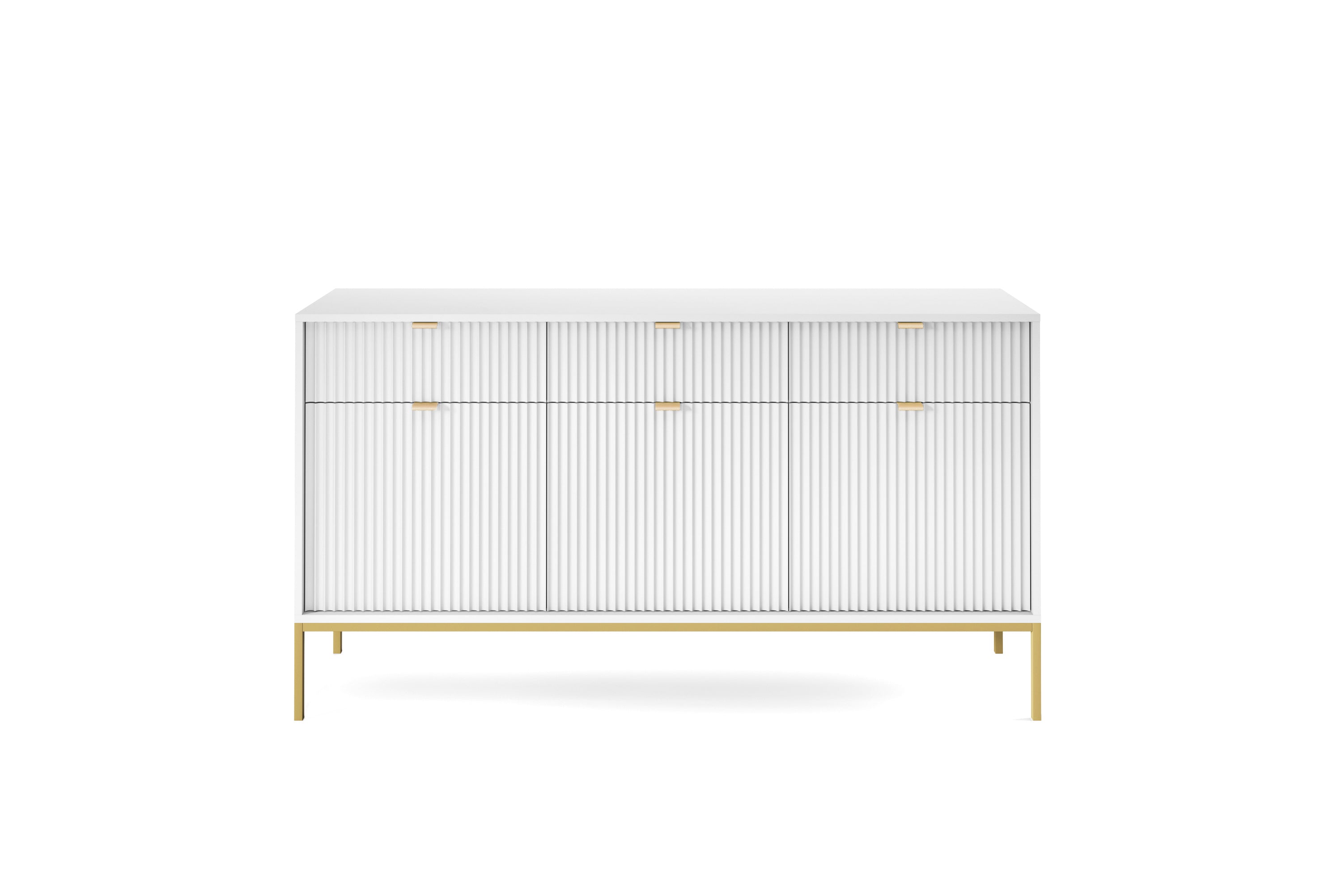 Nova Dresser White - Modern Design with Three Push to Open Door and Three Drawers