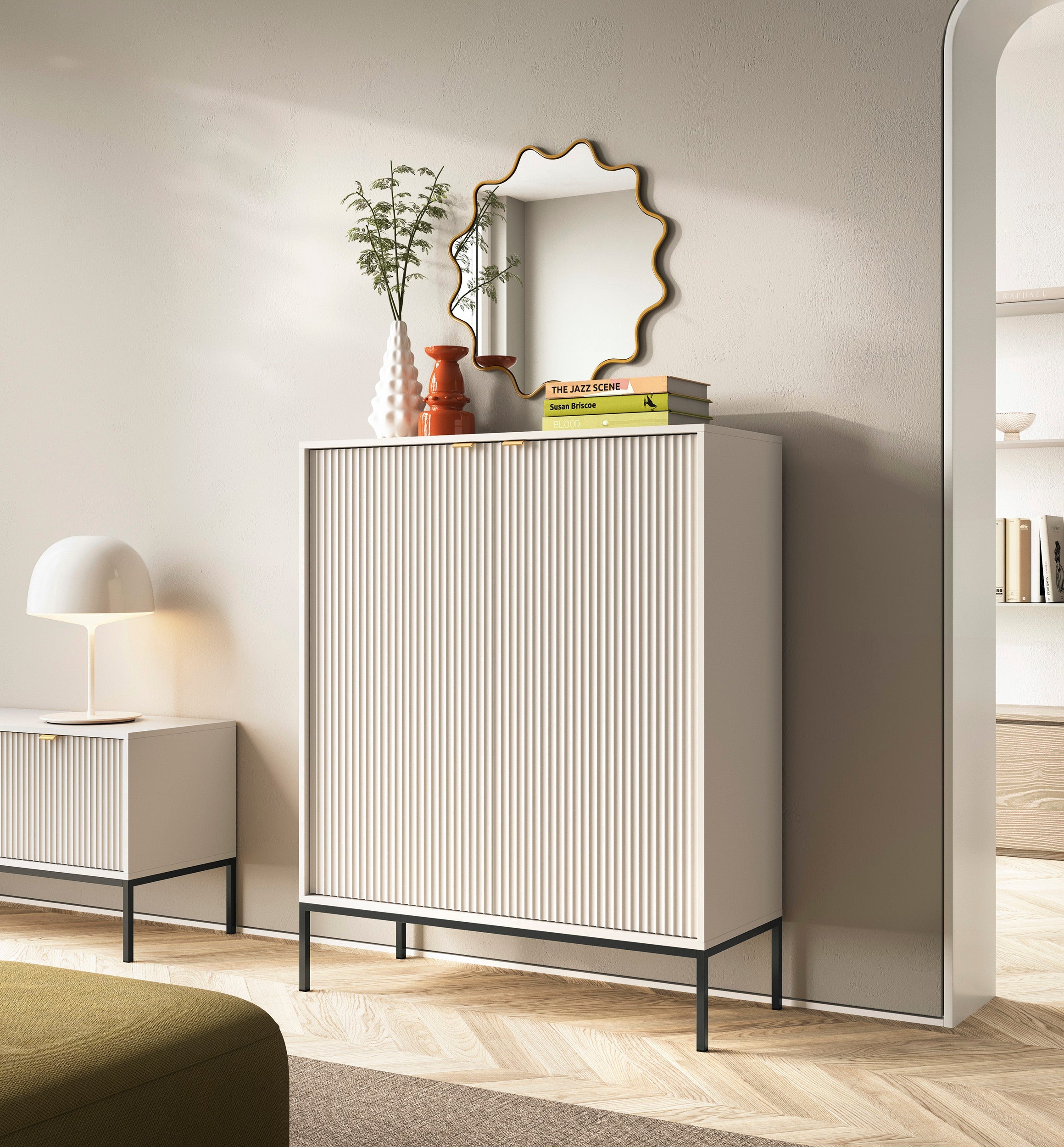 Nova Dresser Cashmere - Modern Design with Two Push to Open Door