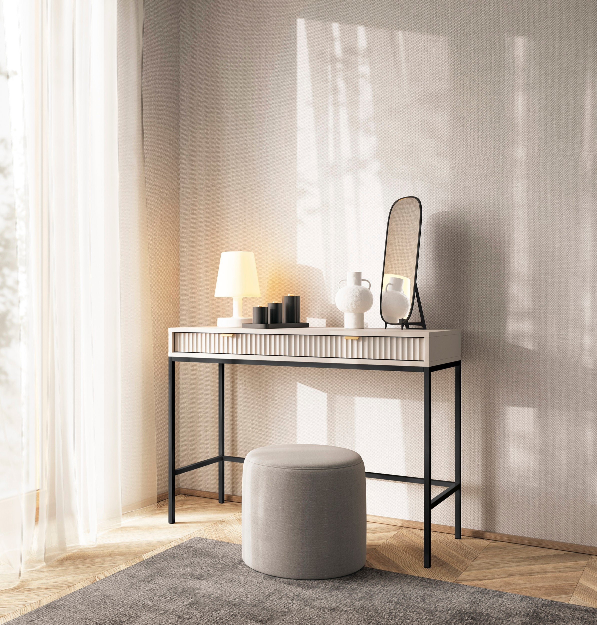 Nova Vanity Table Cashmere - Eine Fusion aus moderner Eleganz und praktischer Aufbewahrung