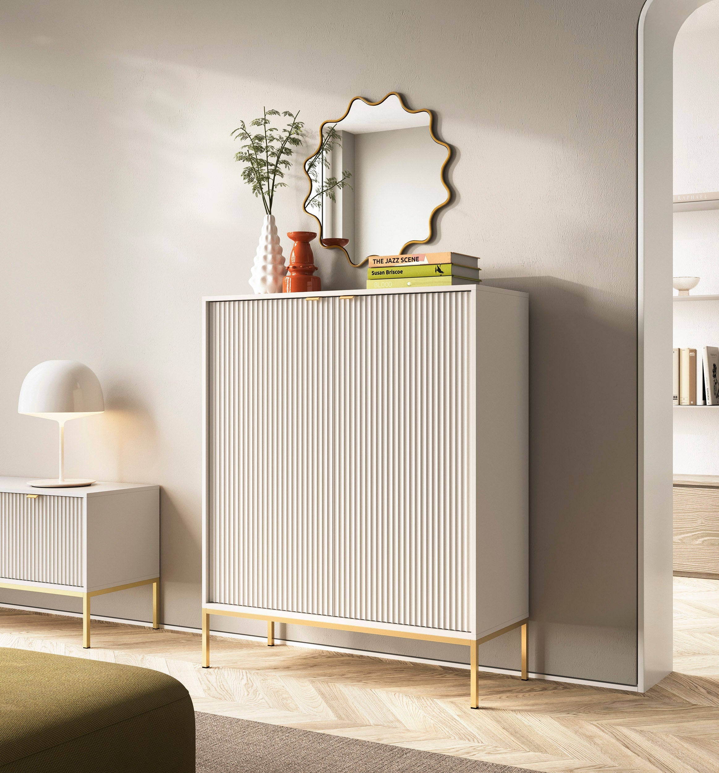 Nova Dresser Cashmere - Modern Design with Two Push to Open Door