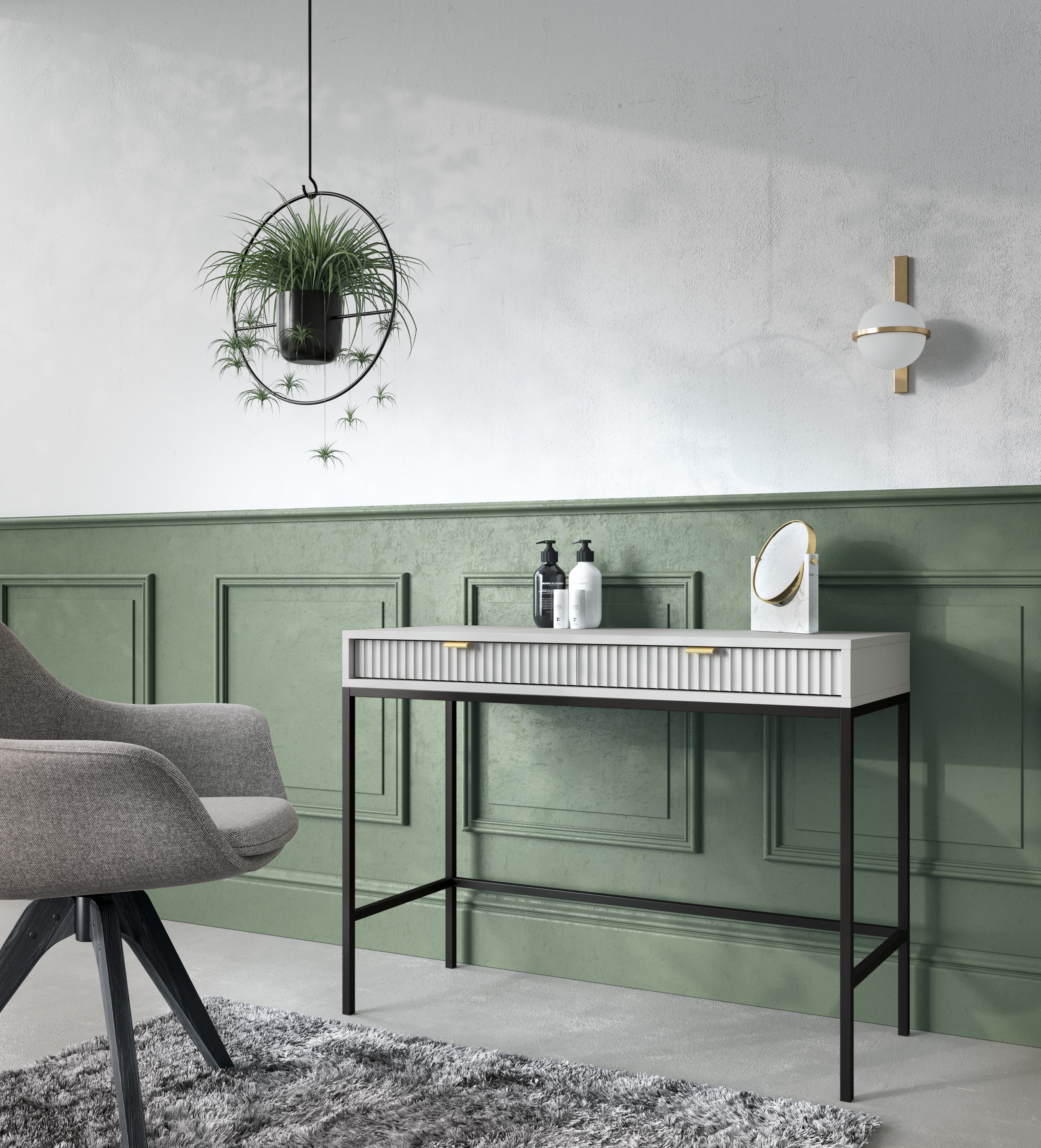 Nova Vanity Table Grey - Eine Fusion aus moderner Eleganz und praktischer Aufbewahrung