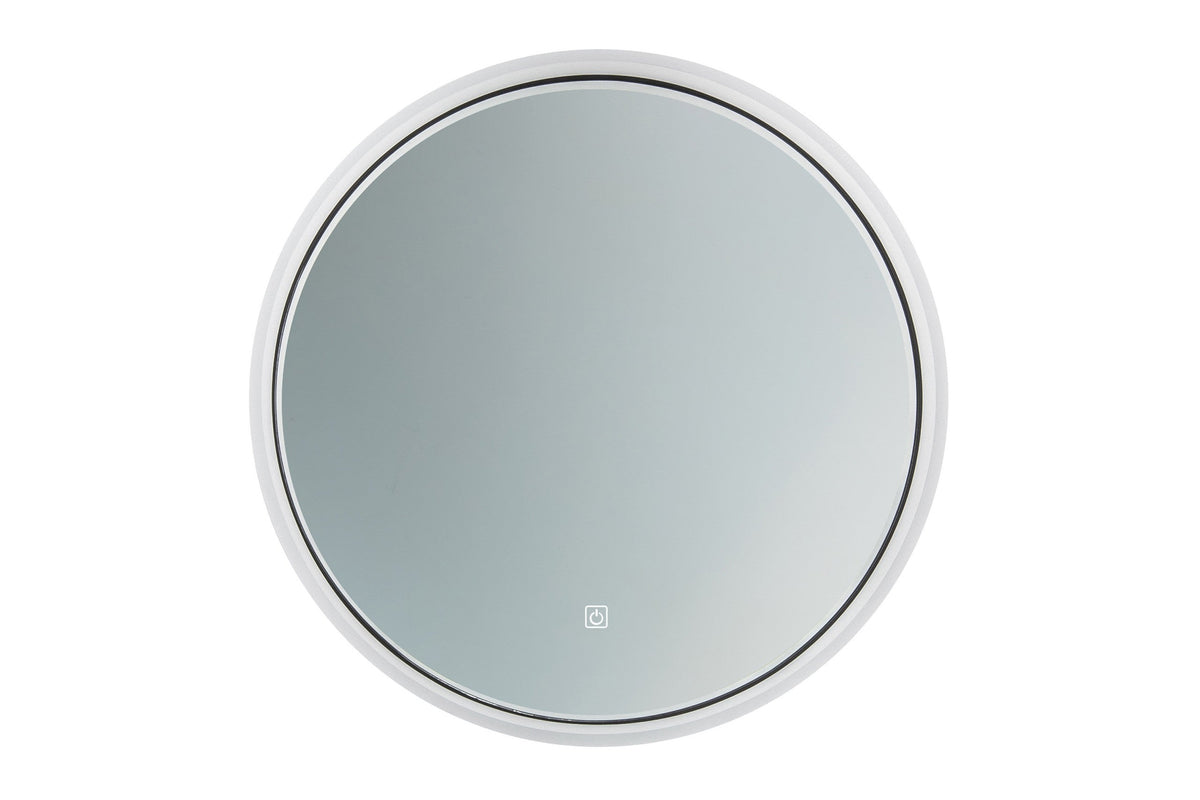 Orion LU LED 60 – Round LED Bathroom Mirror with Black Frame & Acrylic Light Ring, 60 cm