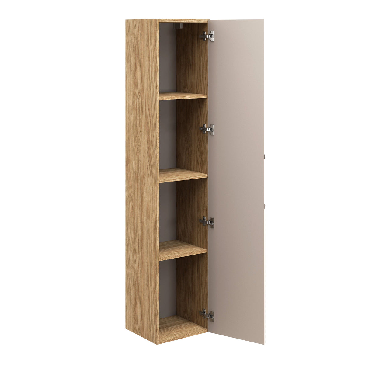 Ozean Hochschrank 1 Tür – Geölte Eiche / Beige, 35 cm