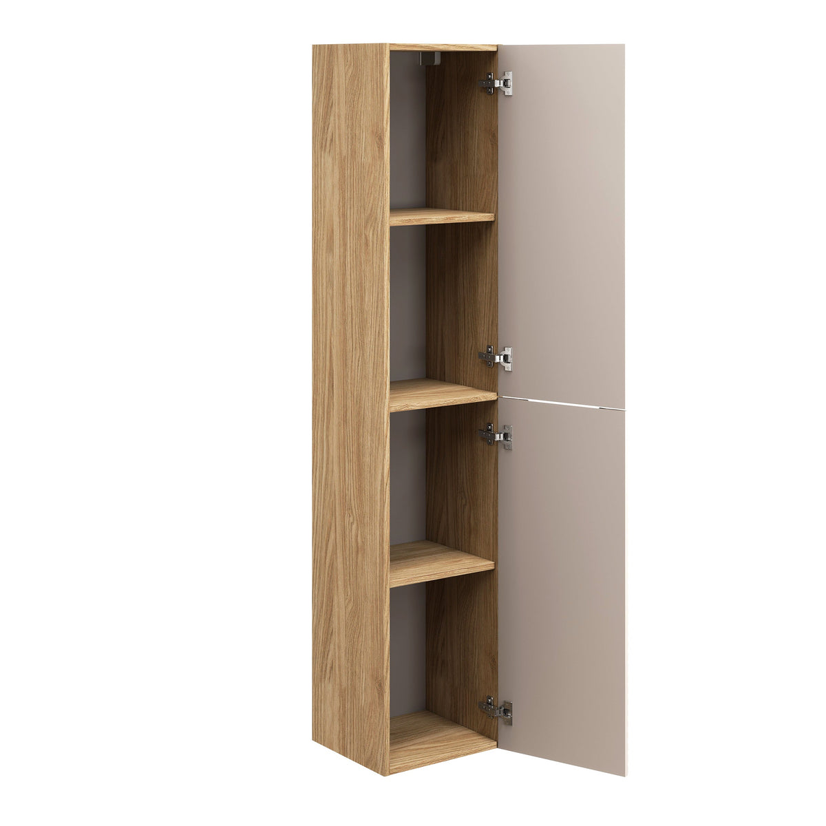Hochschrank Ocean 2 Türen – Eiche geölt / Beige, 35 cm