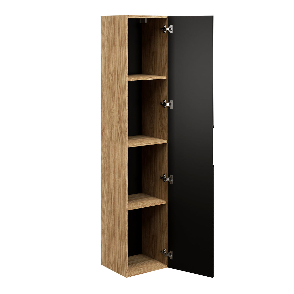 Hochschrank Ocean – Schwarz Matt / Eiche geölt, 35 cm