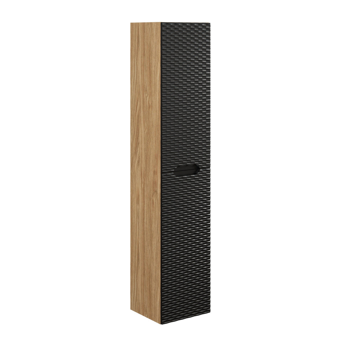 Ocean Hochschrank 2-türig – Schwarz Matt / Eiche geölt, 35 cm