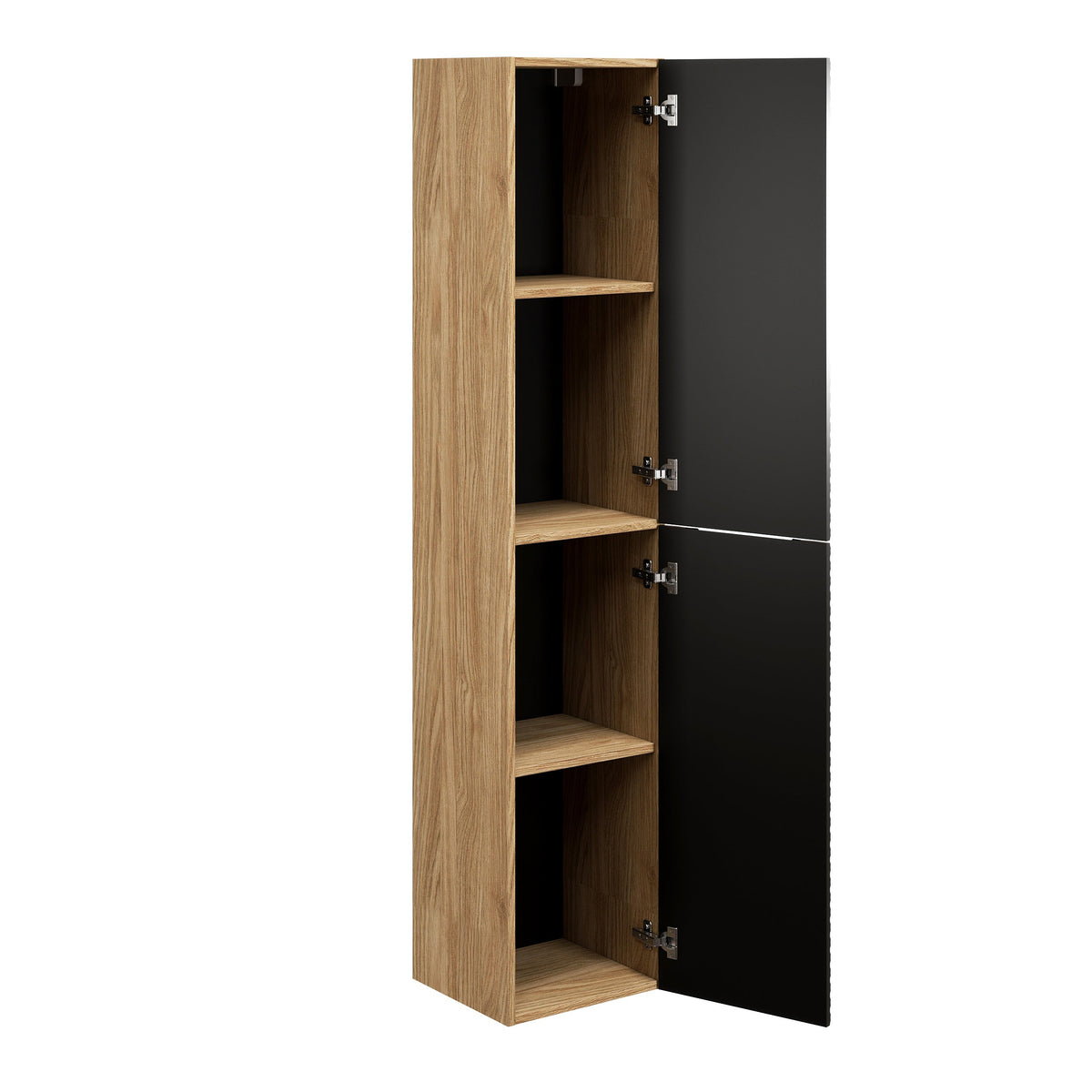 Ocean Hochschrank 2-türig – Schwarz Matt / Eiche geölt, 35 cm