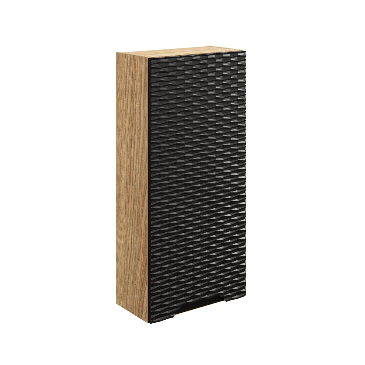 Ocean Wandschrank 1-türig – Schwarz Matt / Wildeiche geölt, 35 cm