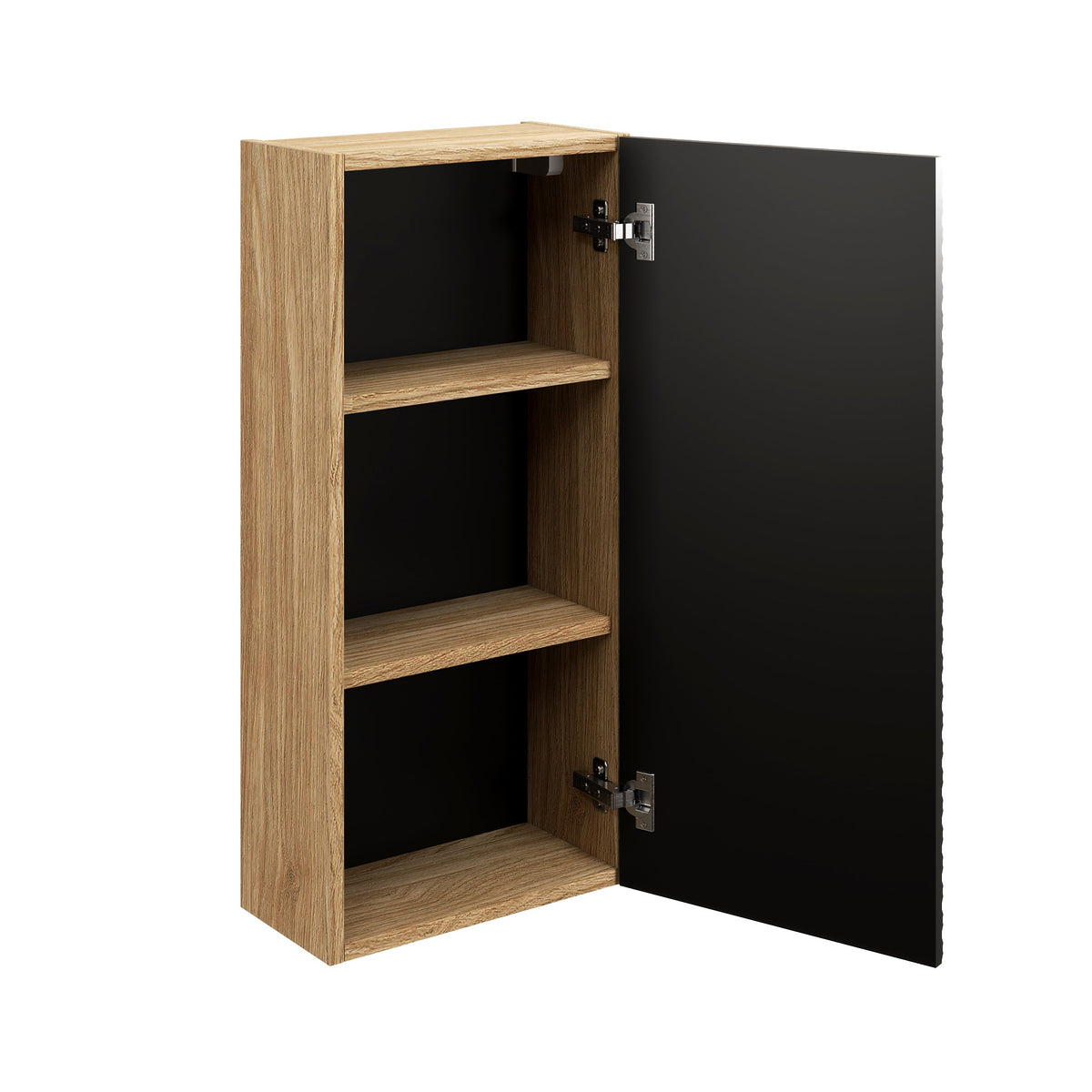 Ocean Wandschrank 1-türig – Schwarz Matt / Wildeiche geölt, 35 cm
