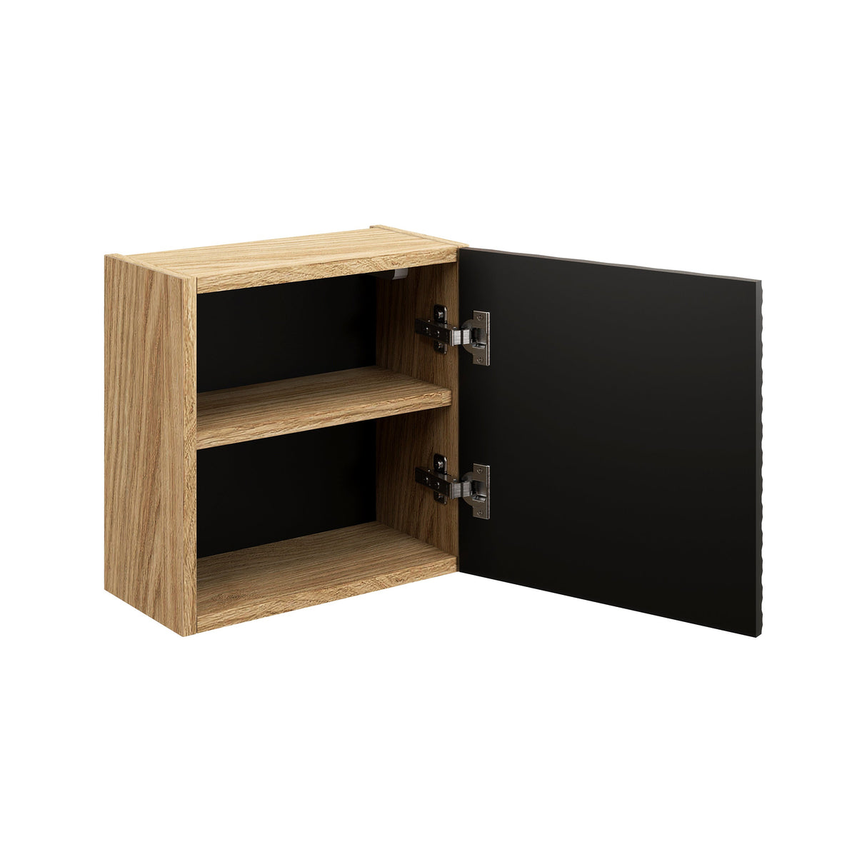 Ocean Qubik Wandschrank 1-Tür – Schwarz Matt / Wildeiche geölt, 35x35 cm