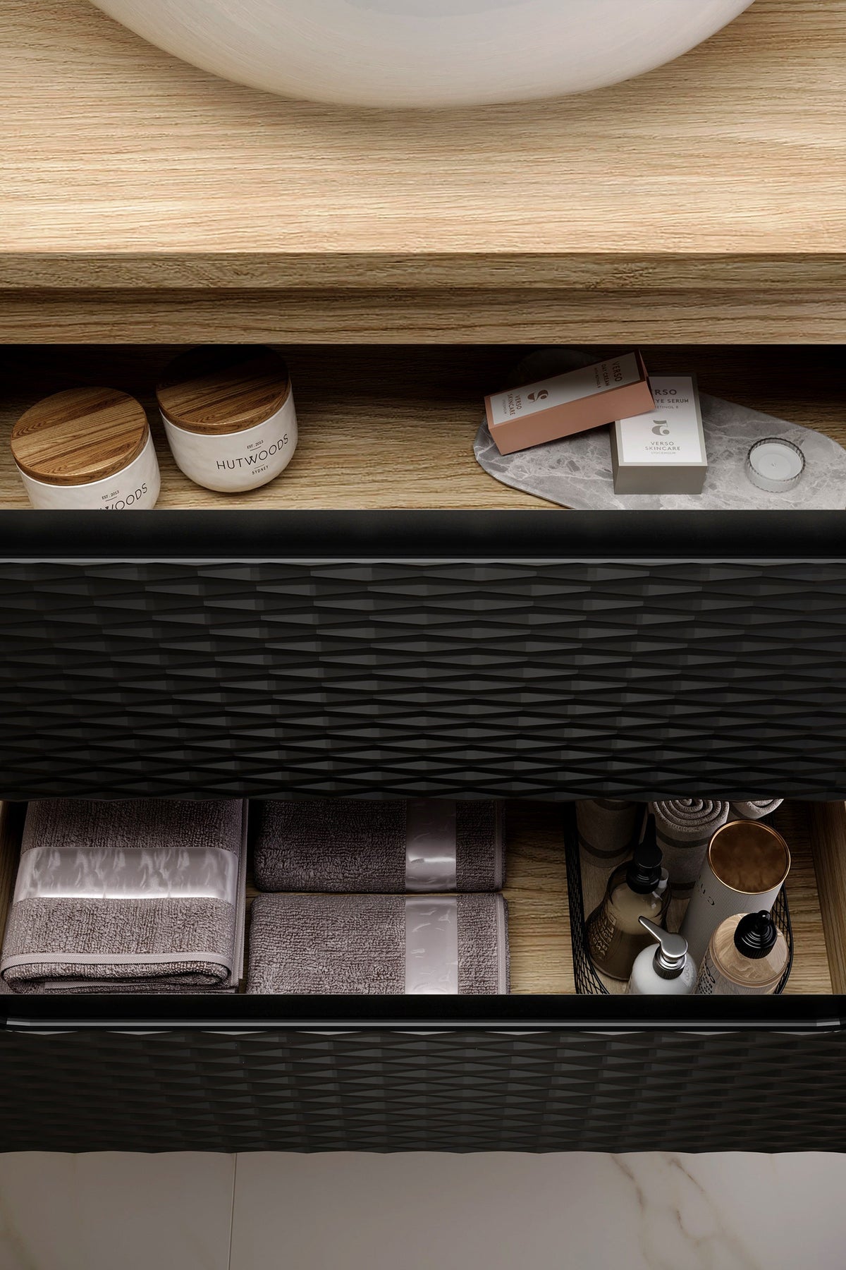 Ocean Black Waschtischunterschrank Set 60 / 70 / 80 / 90 / 120 cm – Konfigurieren Sie Ihr Badezimmer