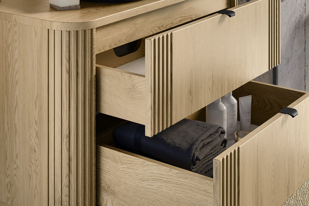 Ovalia Cremona Vanity Unit 80 / 100 / 120 cm  – Cremona Oak, 2 Drawers – Configure Your Bathroom