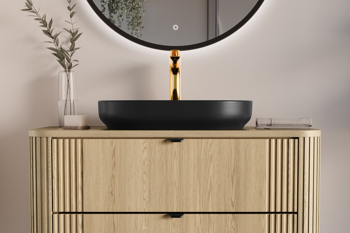 Ovalia Cremona Vanity Unit 80 / 100 / 120 cm  – Cremona Oak, 2 Drawers – Configure Your Bathroom