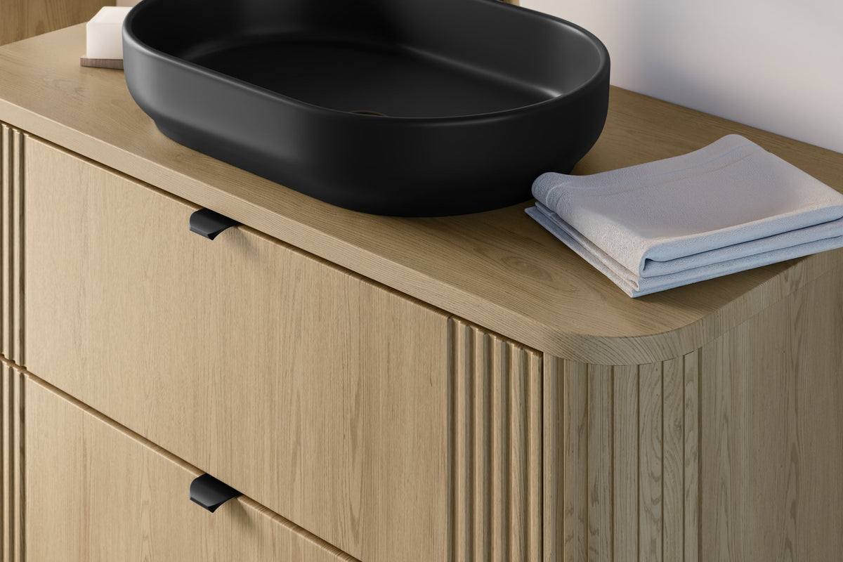 Ovalia Cremona Vanity Unit 80 / 100 / 120 cm  – Cremona Oak, 2 Drawers – Configure Your Bathroom