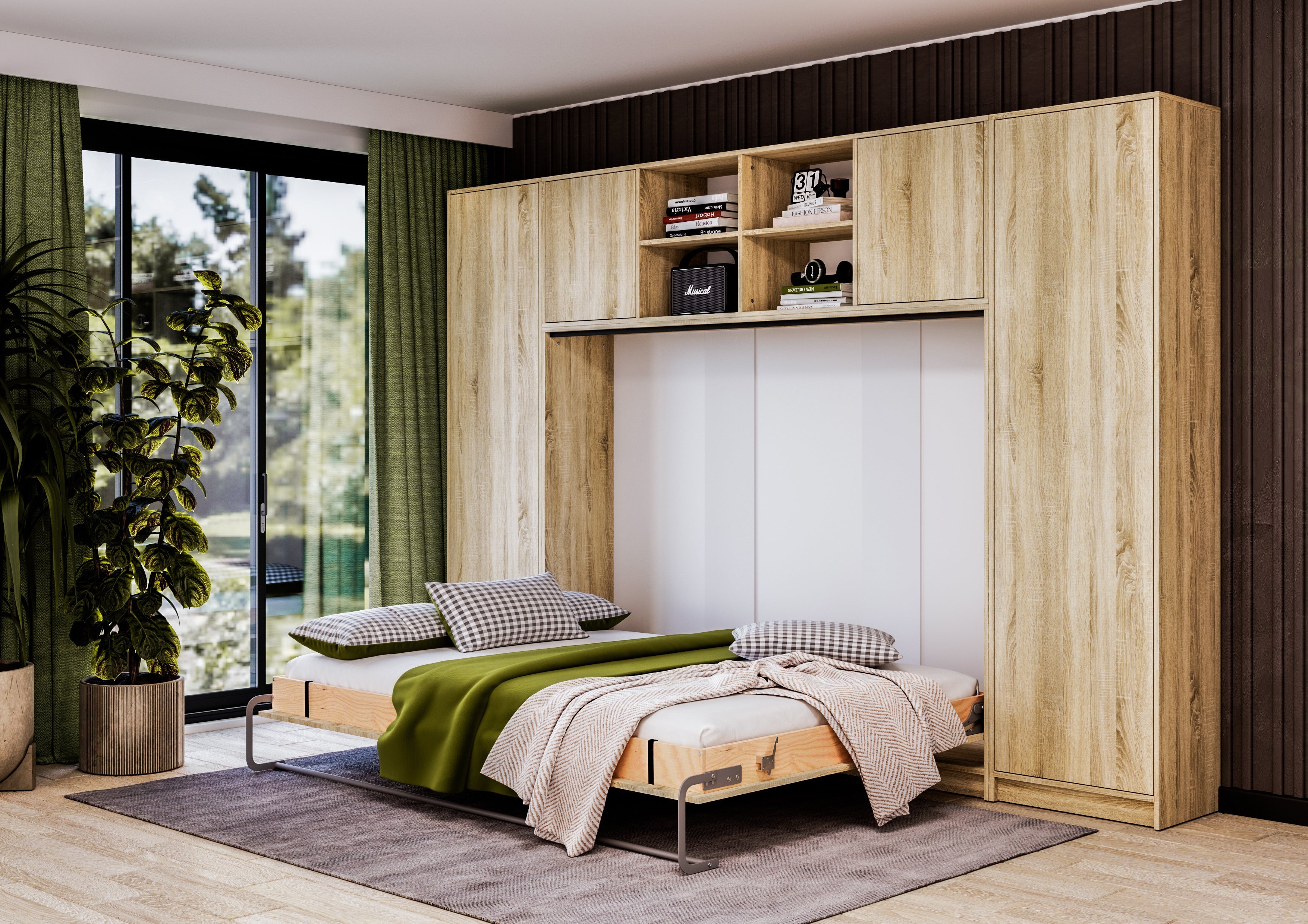 Individualisierbares Schrankbett, horizontal, Basismöbel-Set, Sonoma-Eiche, 90, 120, 140 x 200 cm