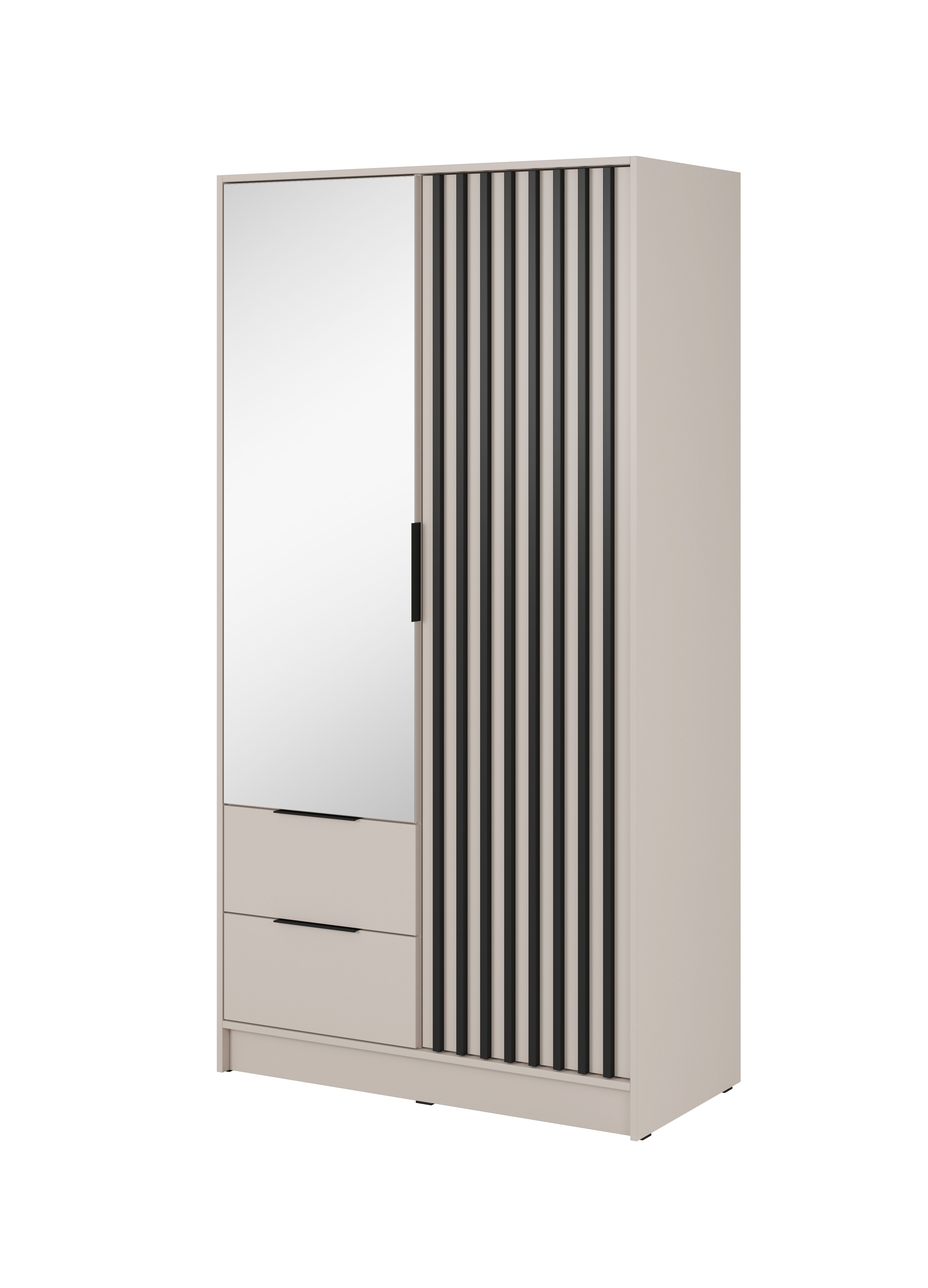 Nelly 2D Wardrobe – Cashmere/Graphite Oak 105 cm With Mirror