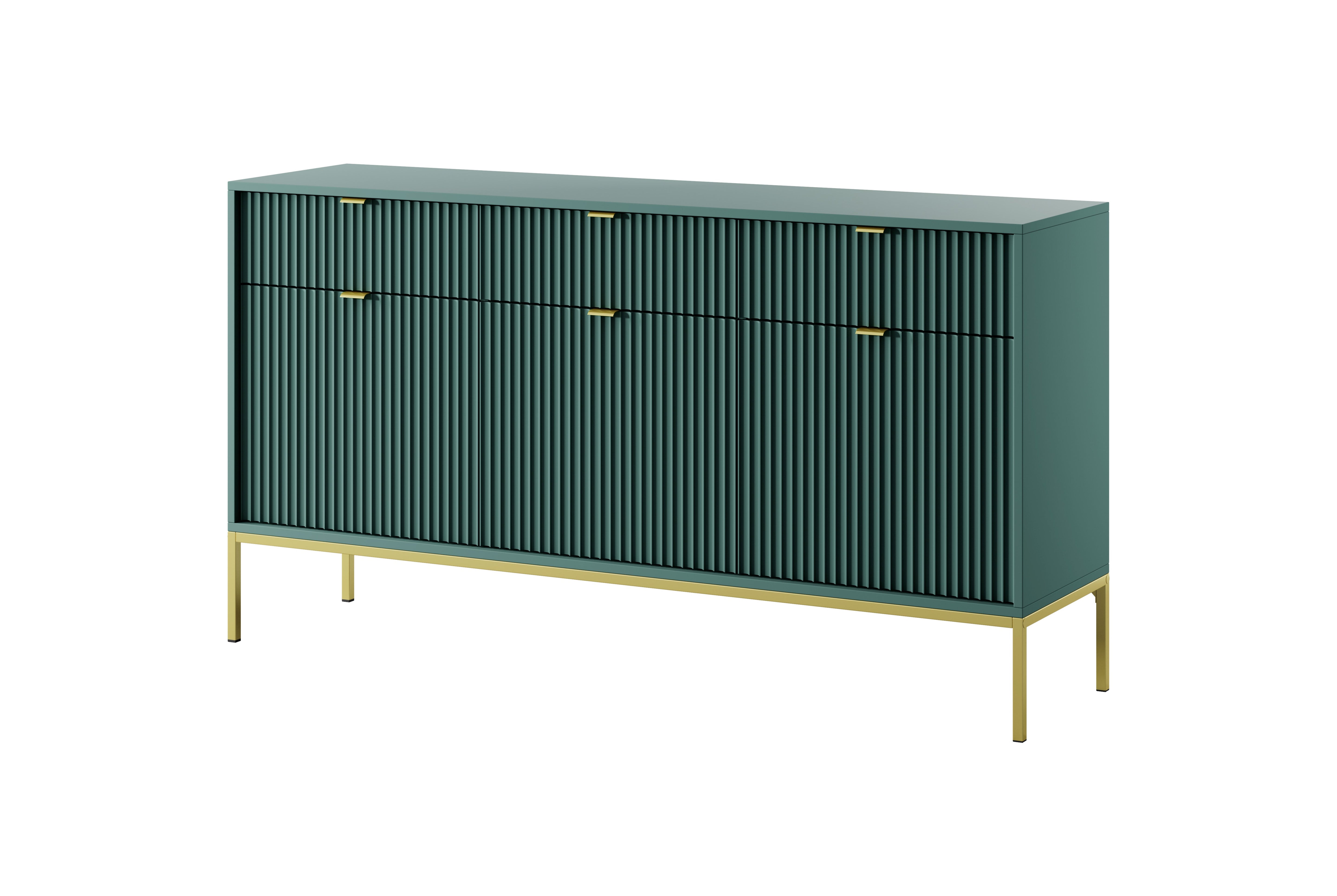 Nova Dresser Labrador Green- Modern Design with Three Push to Open Door and Three Drawers