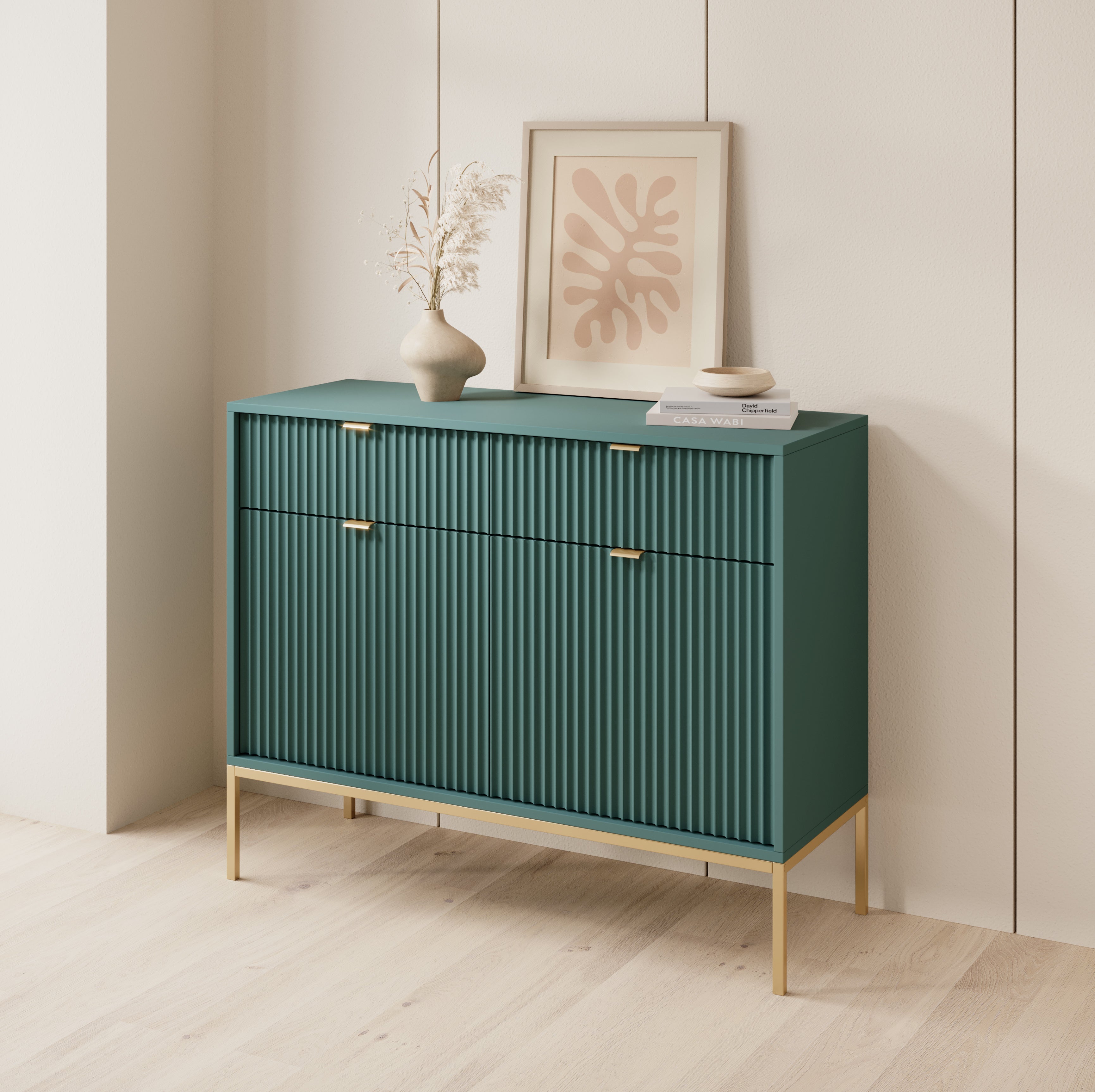 Nova Dresser Labrador Green - Modern Design with Two Doors and Two Drawers