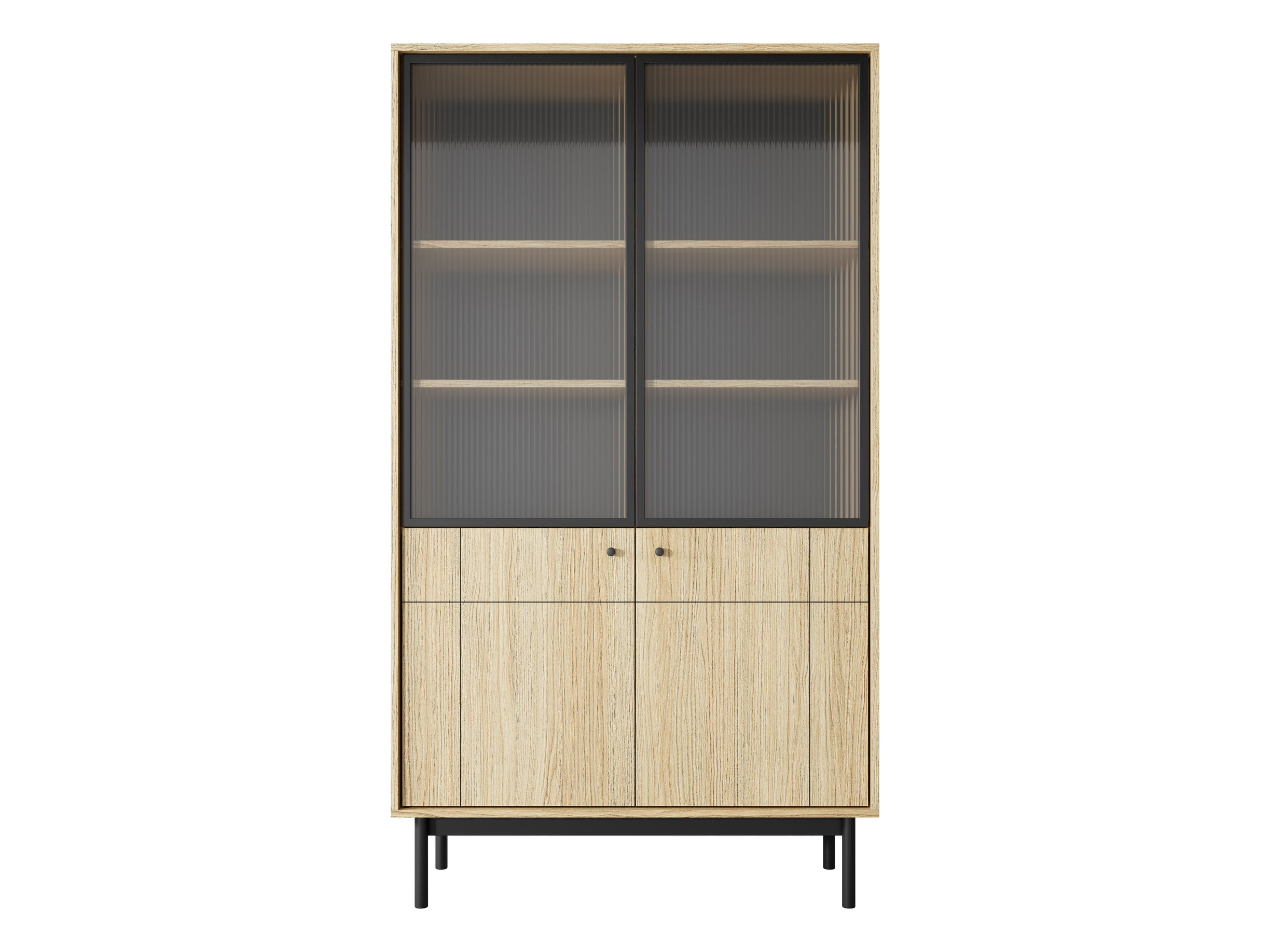 PI Japandi Bücherregal mit Glasfront WT104 in Eiche Linea