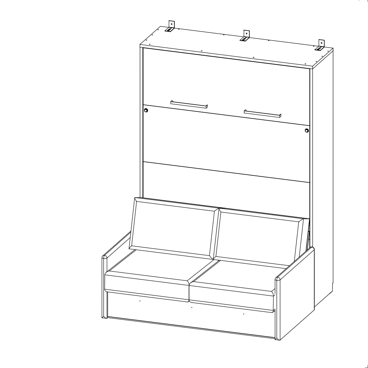 Genius Wandbett Congo 140 x 200 cm mit Sofa, Öko-Leder, LED-Beleuchtung