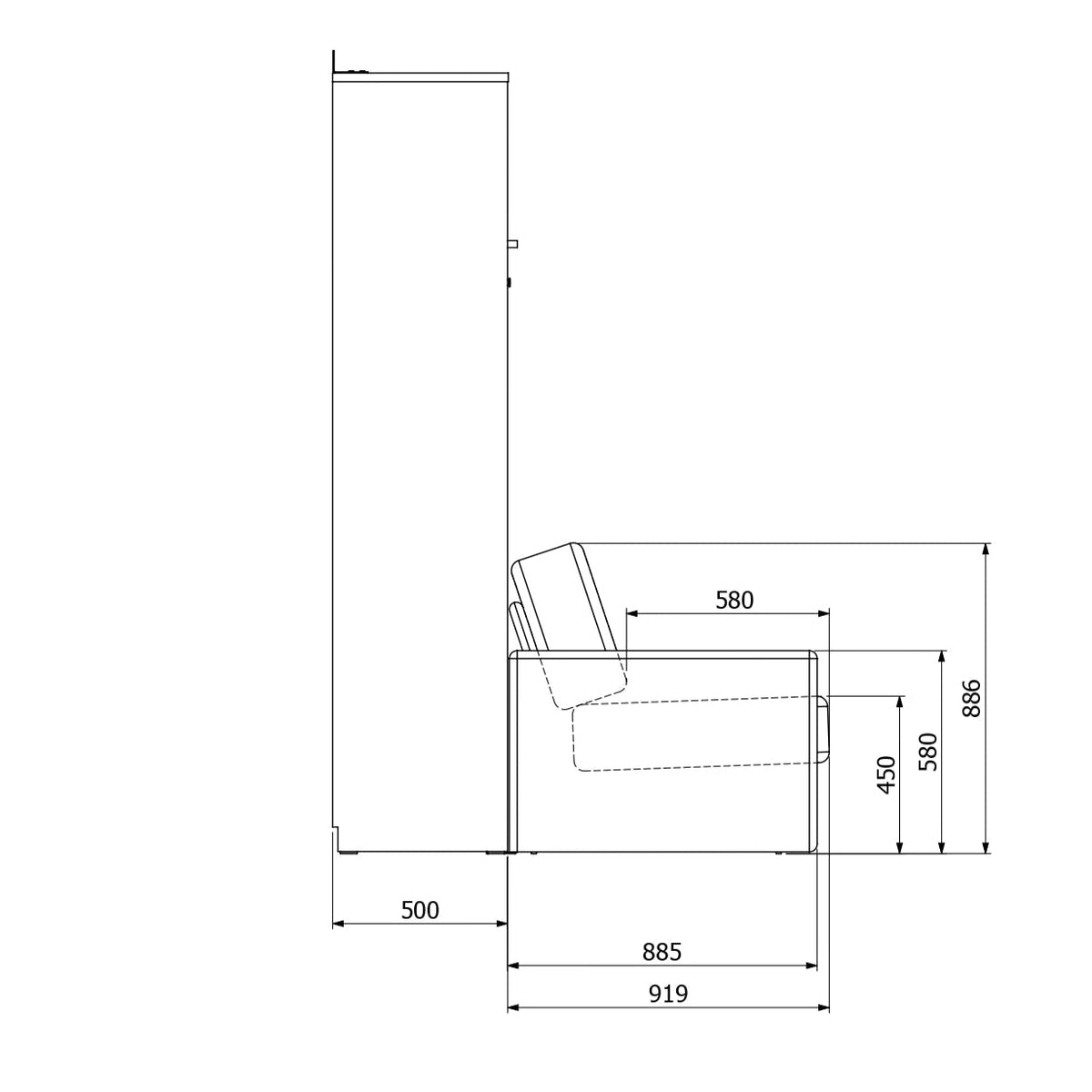 Anpassbares Genius Schrankbett-Set mit Sofa 140×200 cm – Kaschmir
