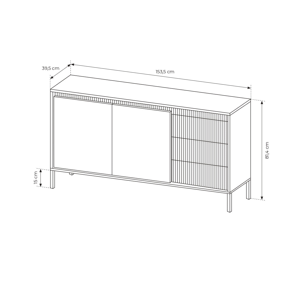 Lask Senso – Sideboard 153 cm Black (2 Doors, 3 Drawers)