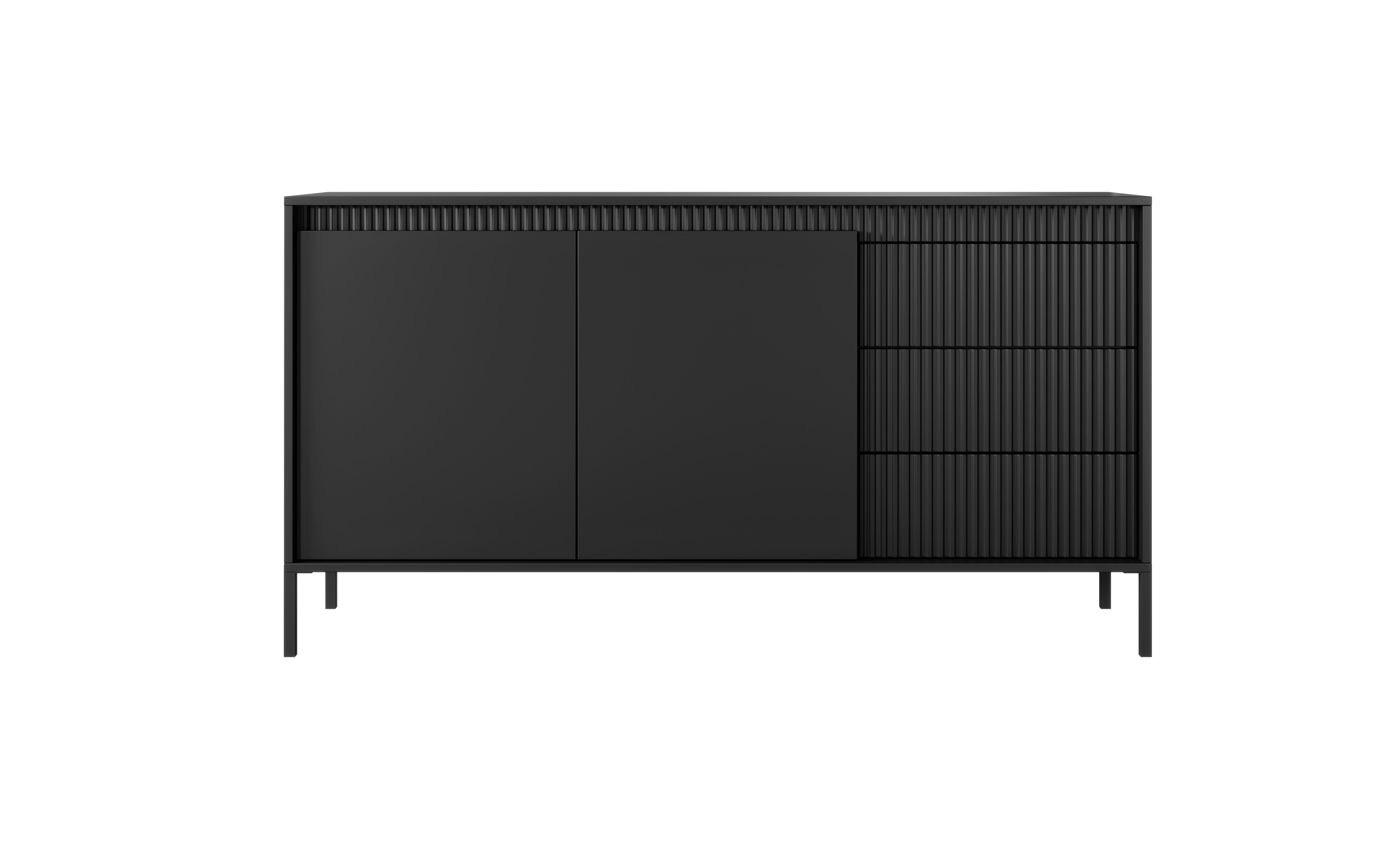 Lask Senso – Sideboard 153 cm Black (2 Doors, 3 Drawers)