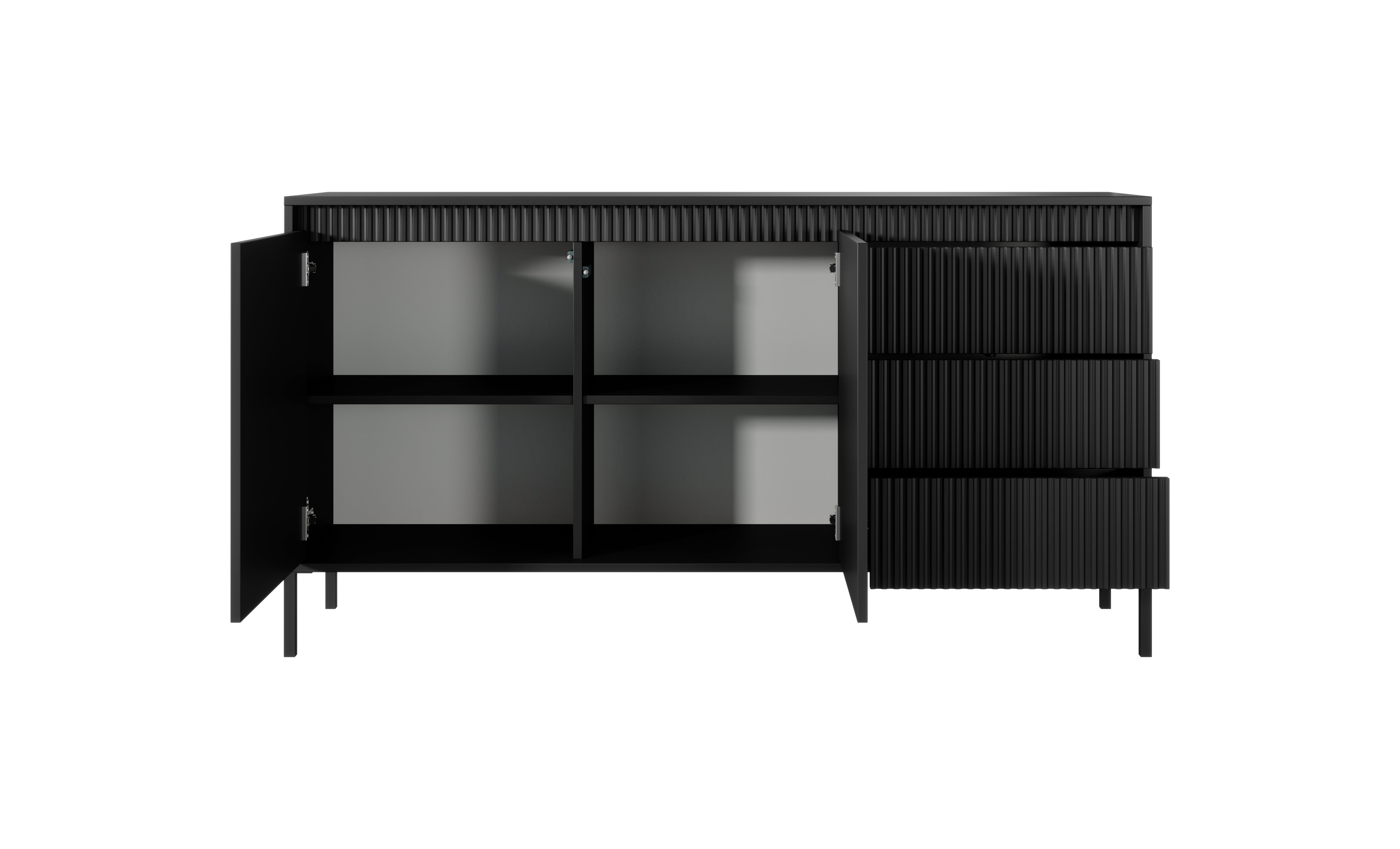 Lask Senso – Sideboard 153 cm Black (2 Doors, 3 Drawers)