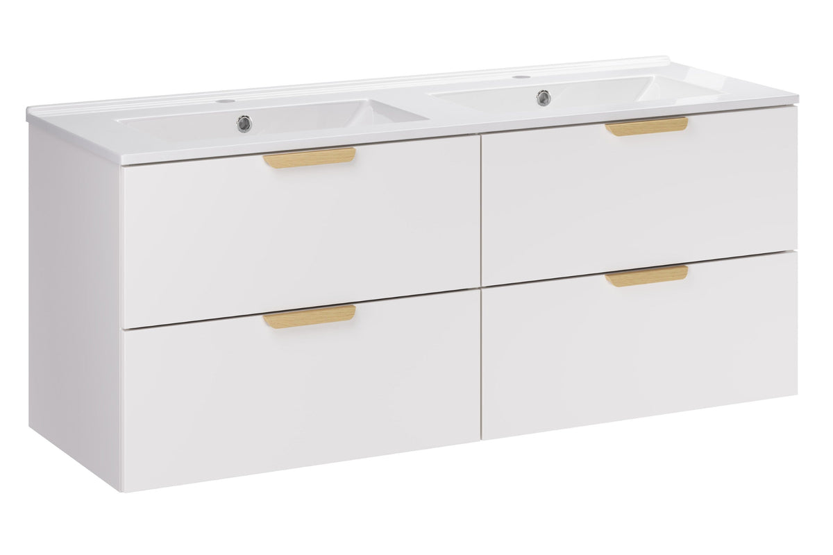 Aster Weißer Badmöbel-Waschtisch-Set – 120 cm, Weiß Matt & Cremona Eiche – Gestalten Sie Ihr Bad