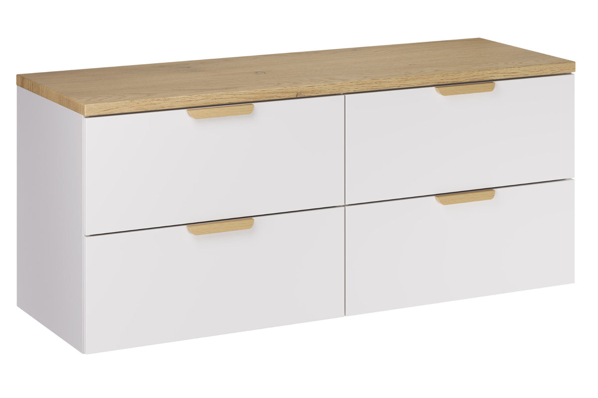 Aster Weißer Badmöbel-Waschtisch-Set – 120 cm, Weiß Matt & Cremona Eiche – Gestalten Sie Ihr Bad