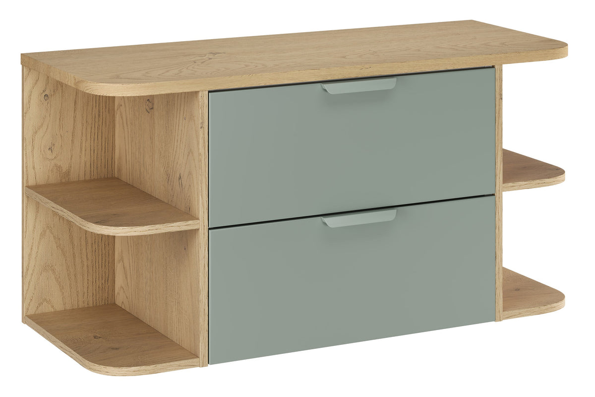 Aster Green Badmöbel-Set – 100 cm, Aloe Matt & Cremona Eiche – Konfigurieren Sie Ihr Badezimmer
