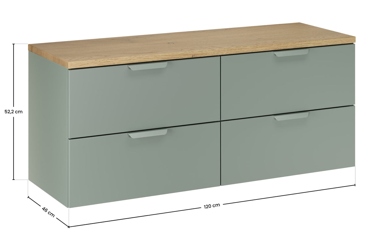 Aster Green Badmöbel-Set – 120 cm, Aloes Matt & Cremona Eiche – Gestalte dein Badezimmer
