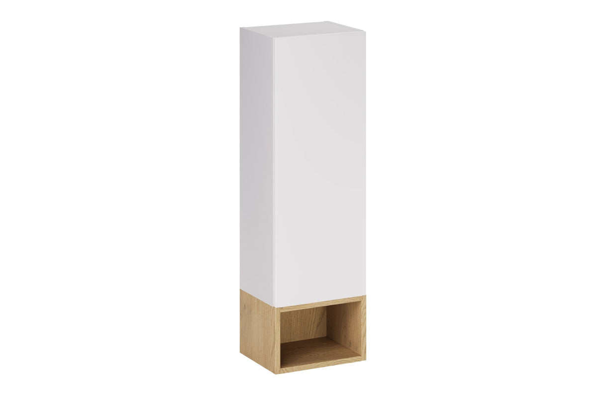 Hängeschrank Aster Weiß 1 Tür + Regal Cremona UN Offen – Weiß Matt / Eiche, 30 cm Set