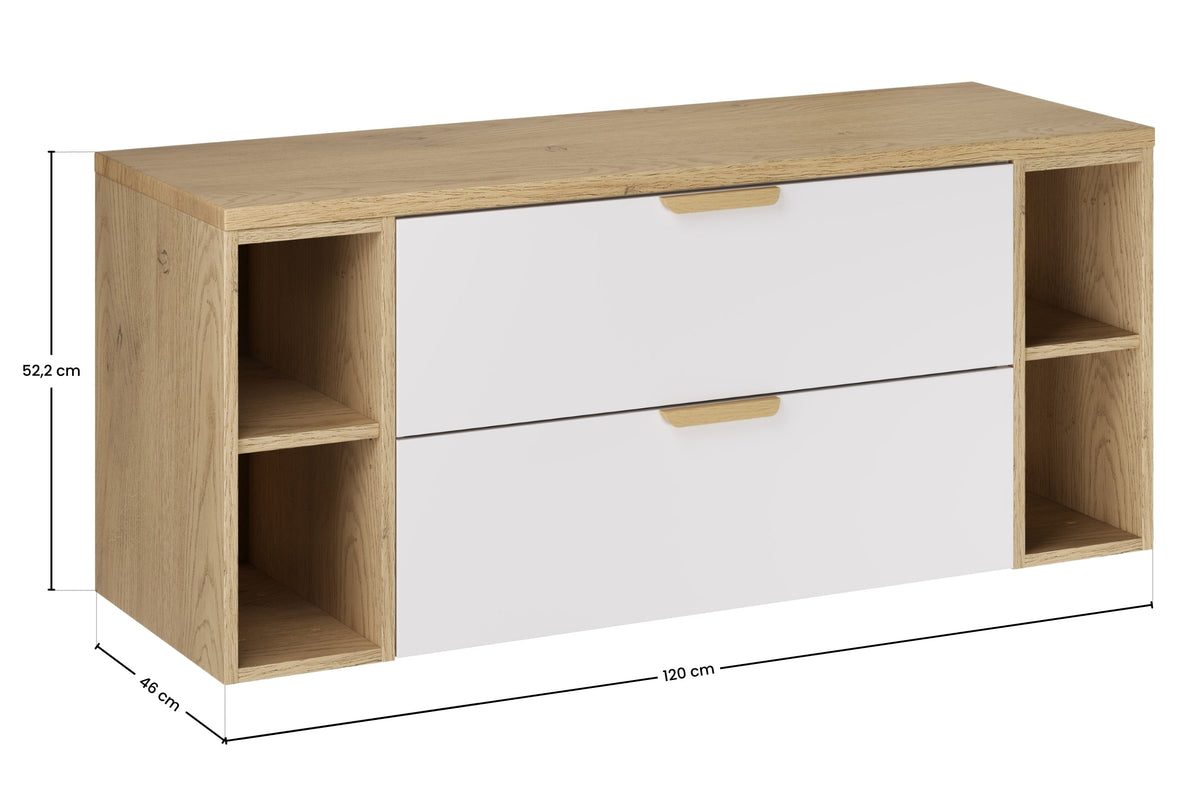 Aster Weißer Badmöbel-Waschtisch-Set – 120 cm, Weiß Matt & Cremona Eiche – Gestalten Sie Ihr Bad
