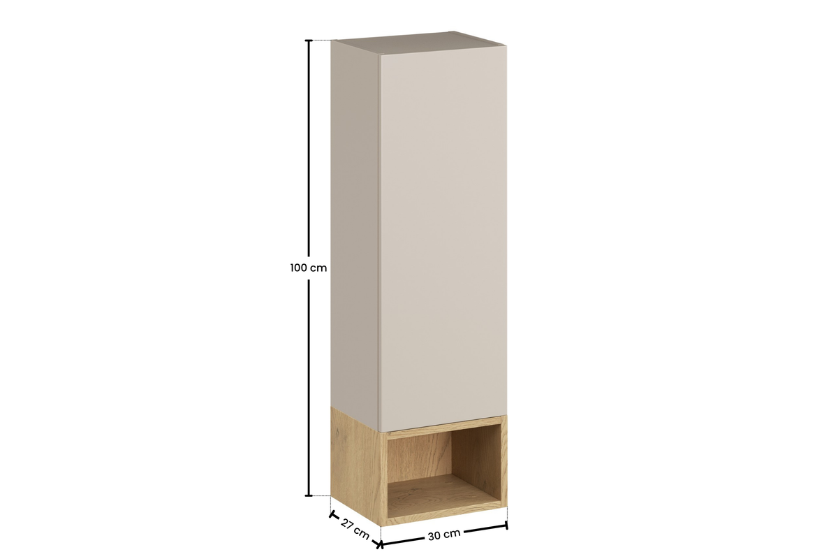 Dalia Wandschrank 1 Tür + Cremona UN Offenes Regal – Kaschmir/Eiche, 30 cm Set