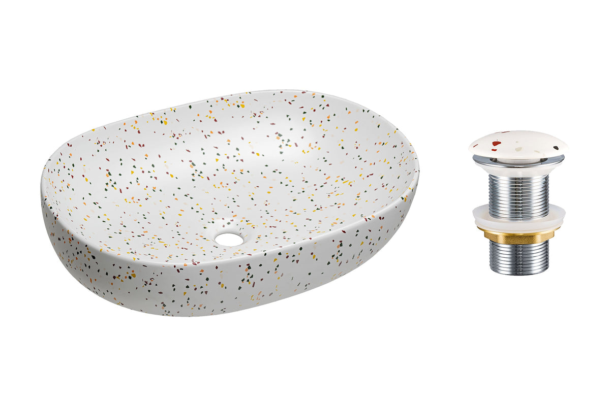 Push-Open Ablaufgarnitur – Matt Terrazzo, T201M-W21-3