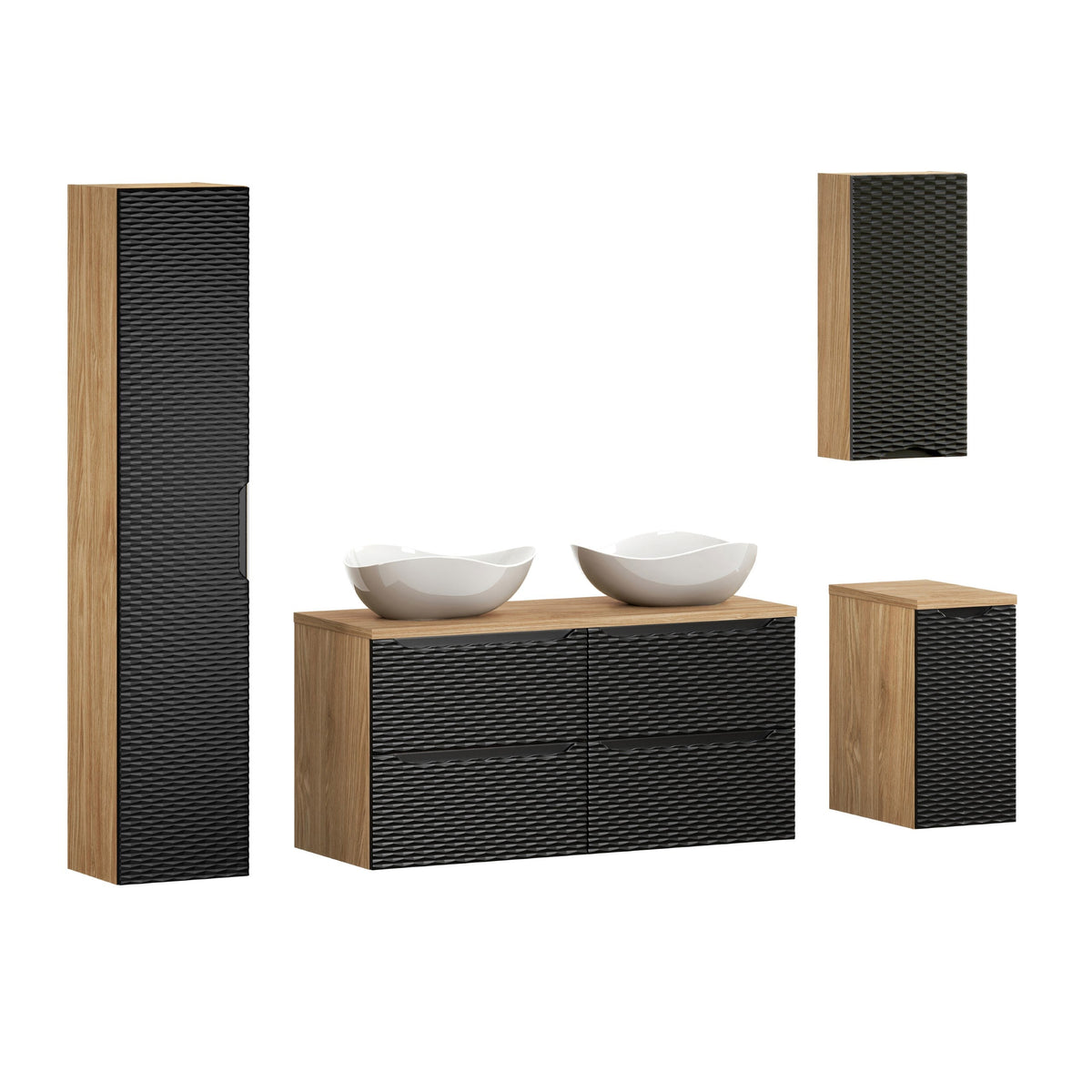 Ocean Black Waschtischunterschrank Set 60 / 70 / 80 / 90 / 120 cm – Konfigurieren Sie Ihr Badezimmer