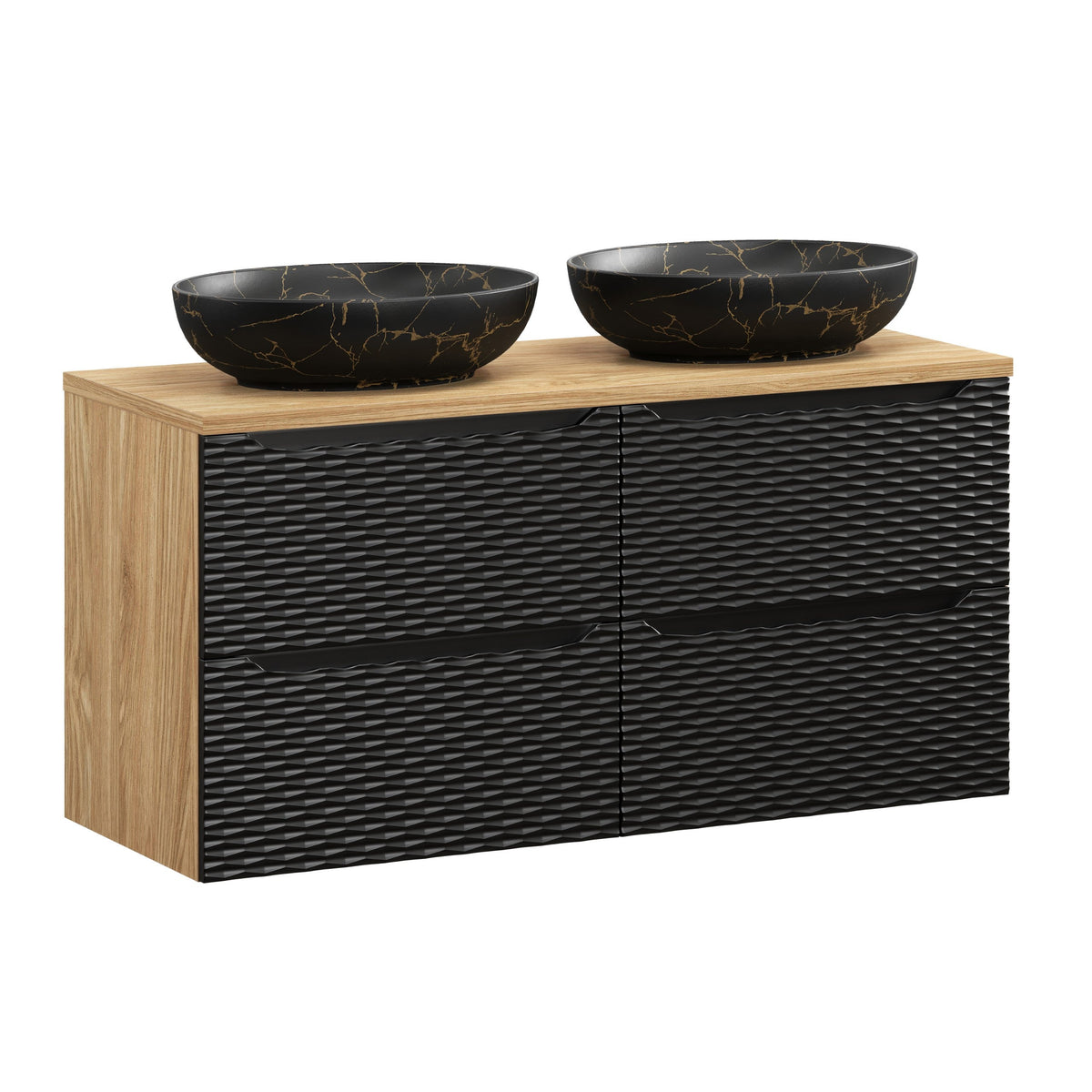 Ocean Black Waschtischunterschrank Set 60 / 70 / 80 / 90 / 120 cm – Konfigurieren Sie Ihr Badezimmer
