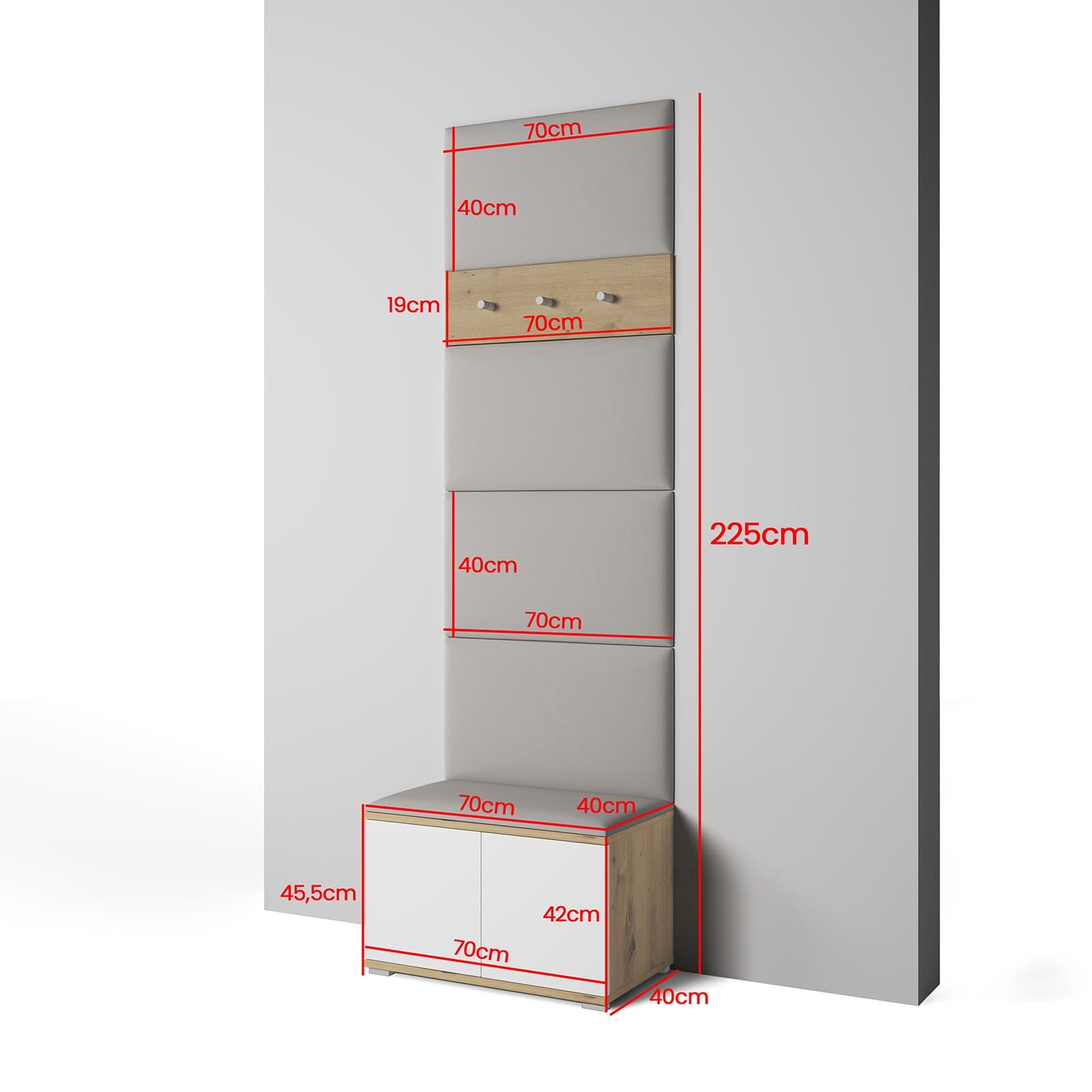 PK Sevilla 6 Hallway Wardrobe - Upholstered Panels in Various Colours