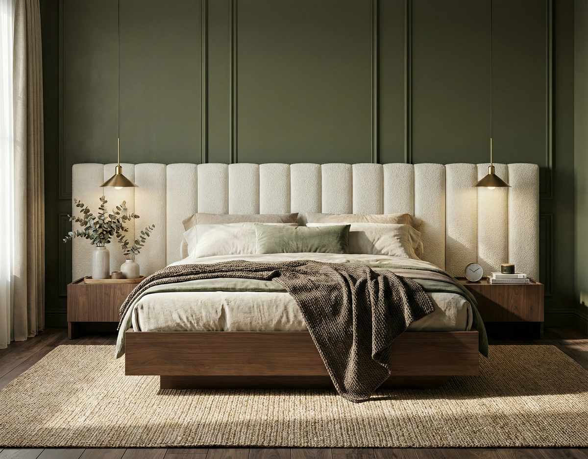 SOBA Bed with Upholstered Headboard – Villa Walnut, 140 / 160 / 180 cm
