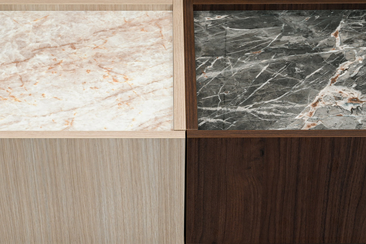 SOBA Wall-Mounted Console – Villa Walnut & Green Stone Effect, 100 cm