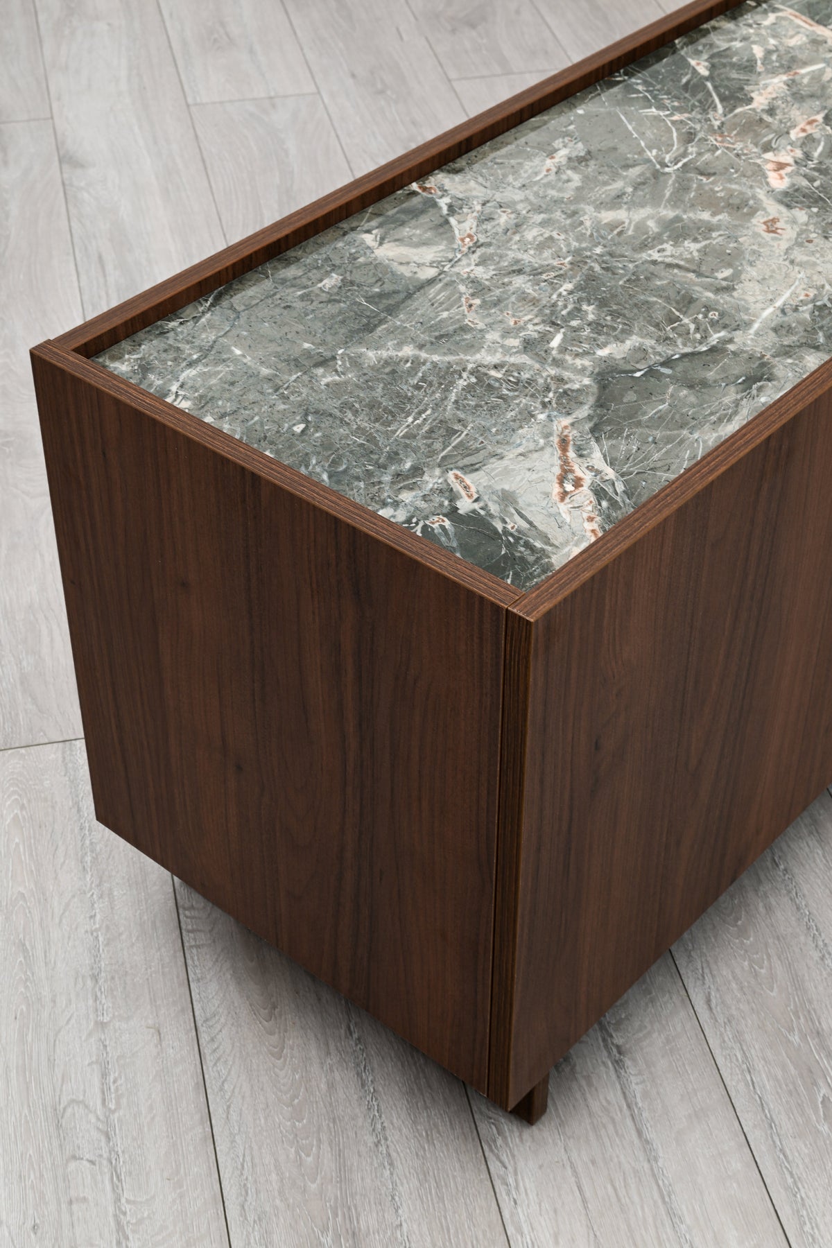 SOBA 3-Door Sideboard – Villa Walnut with Green Stone-Effect Top, 150 cm