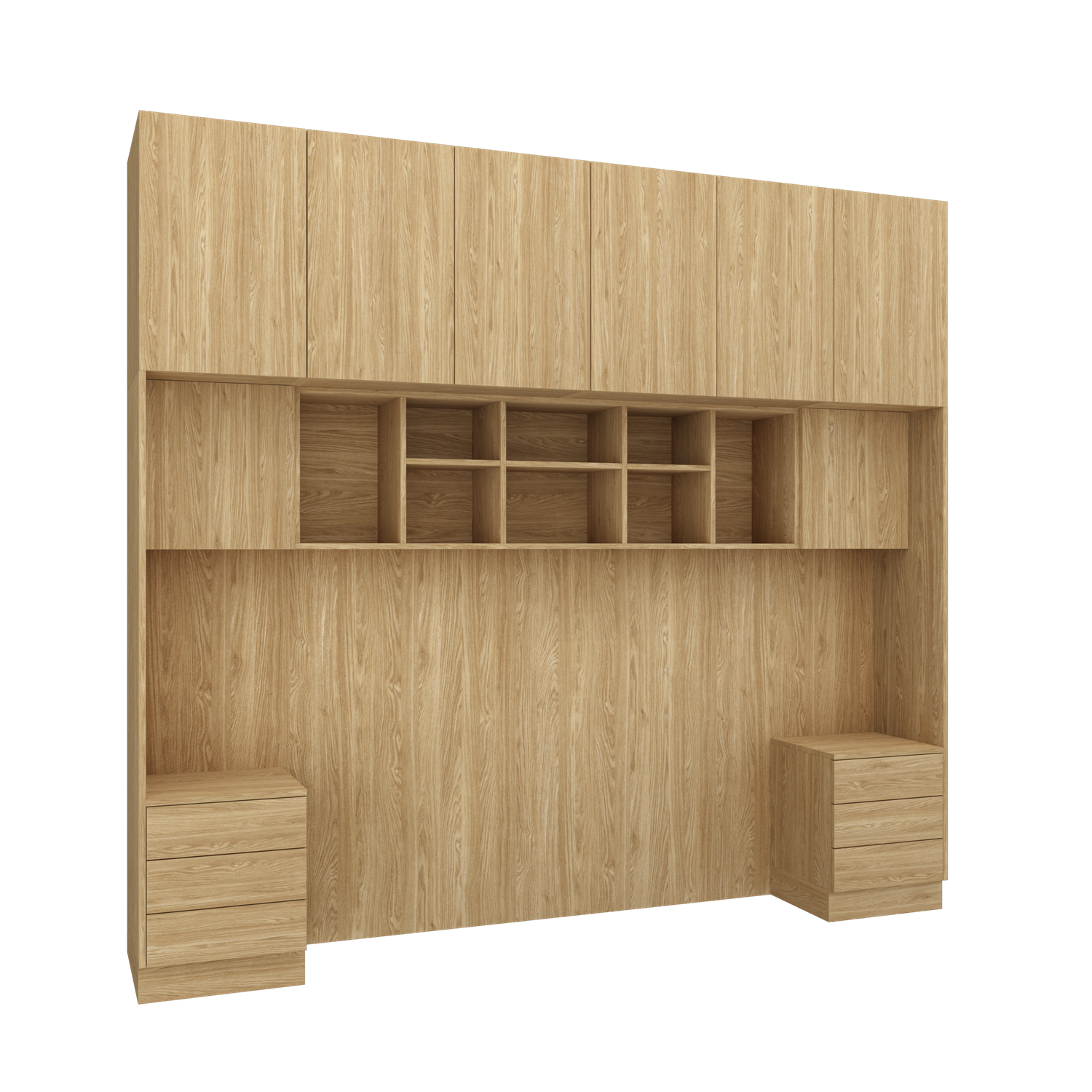 SLEEP VARIA Individuell gestaltbares Schlafzimmer-Einbausystem mit Nachttischen – Geölte Eiche / Geölte Eiche